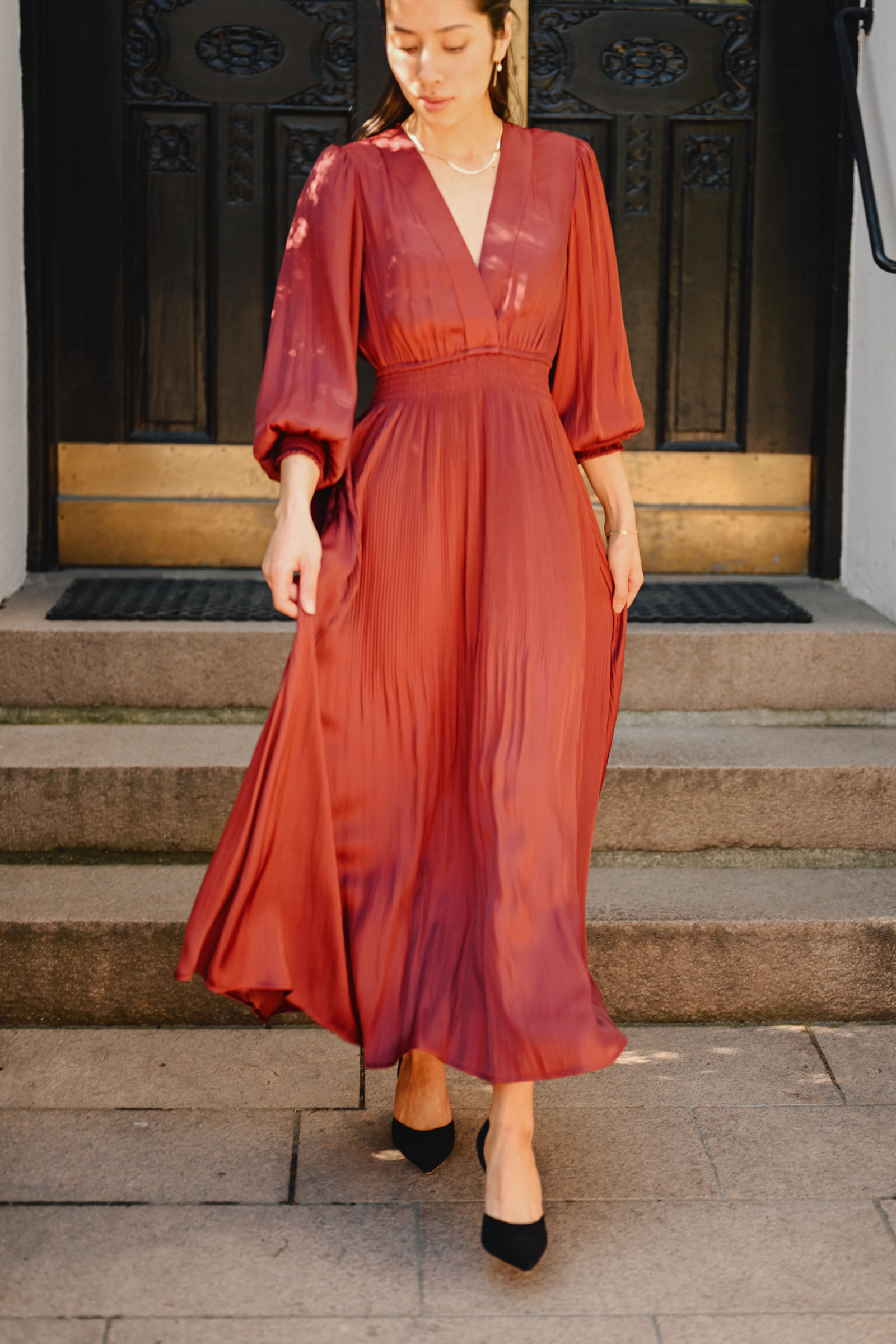 Adriel Solid Dress, Wine - Bilde 7
