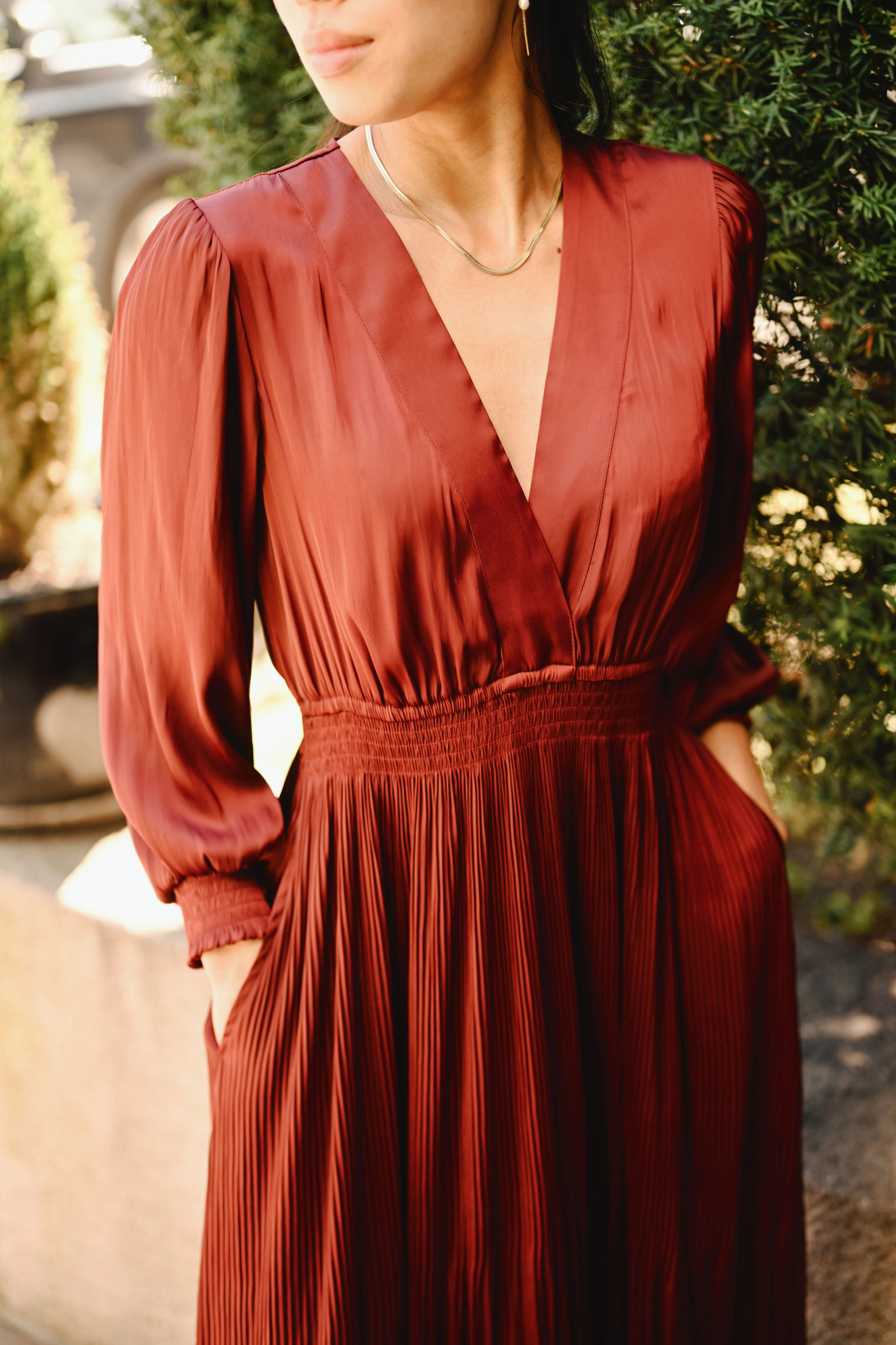 Adriel Solid Dress, Wine - Bilde 6
