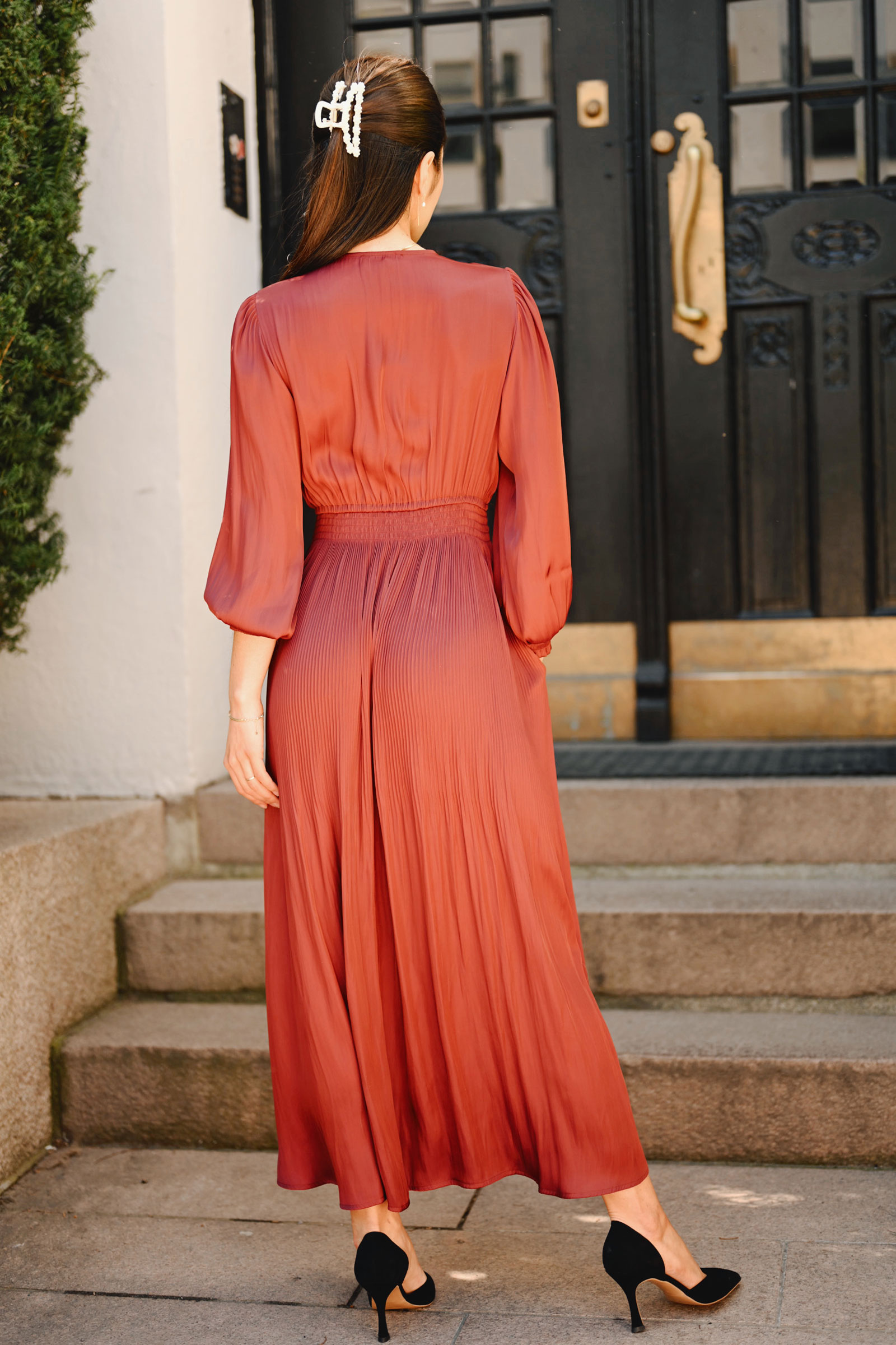Adriel Solid Dress, Wine - Bilde 5