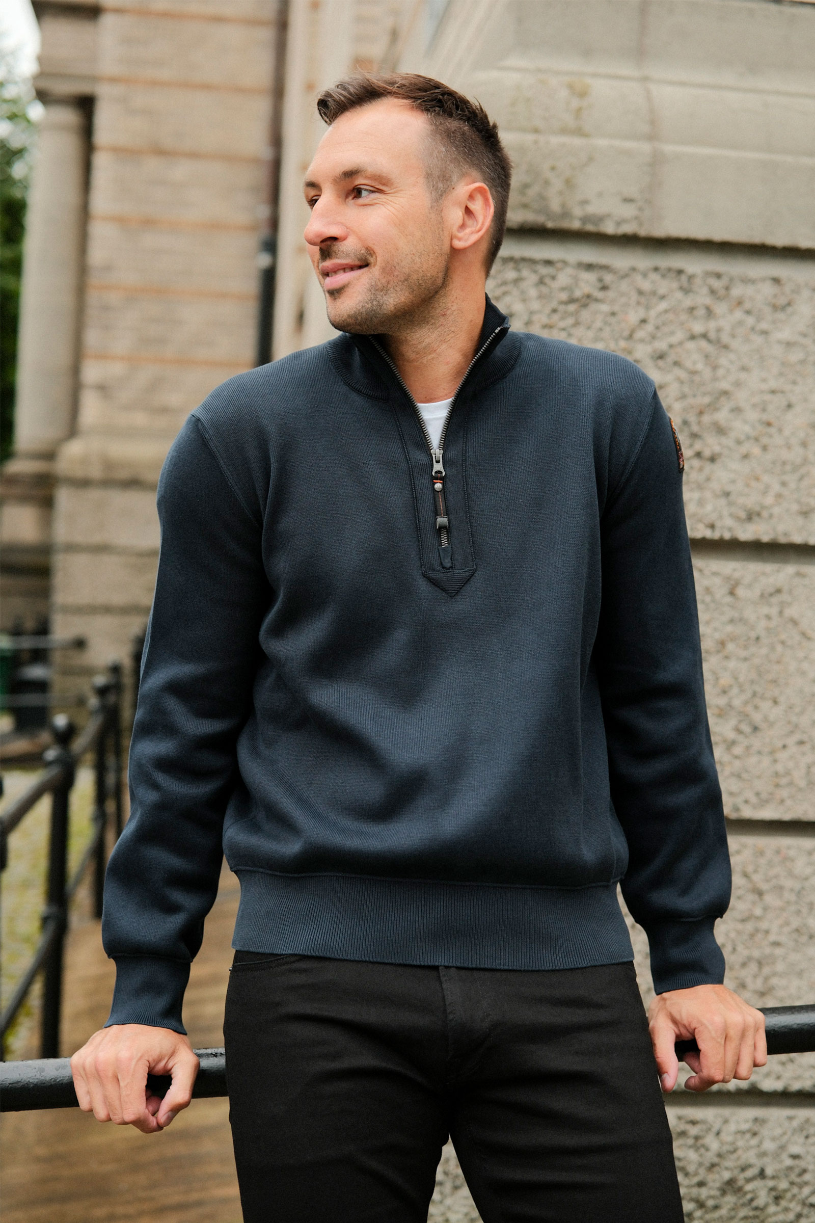 Basic Scoe Half-Zip Cardigan, Mørk Blå
