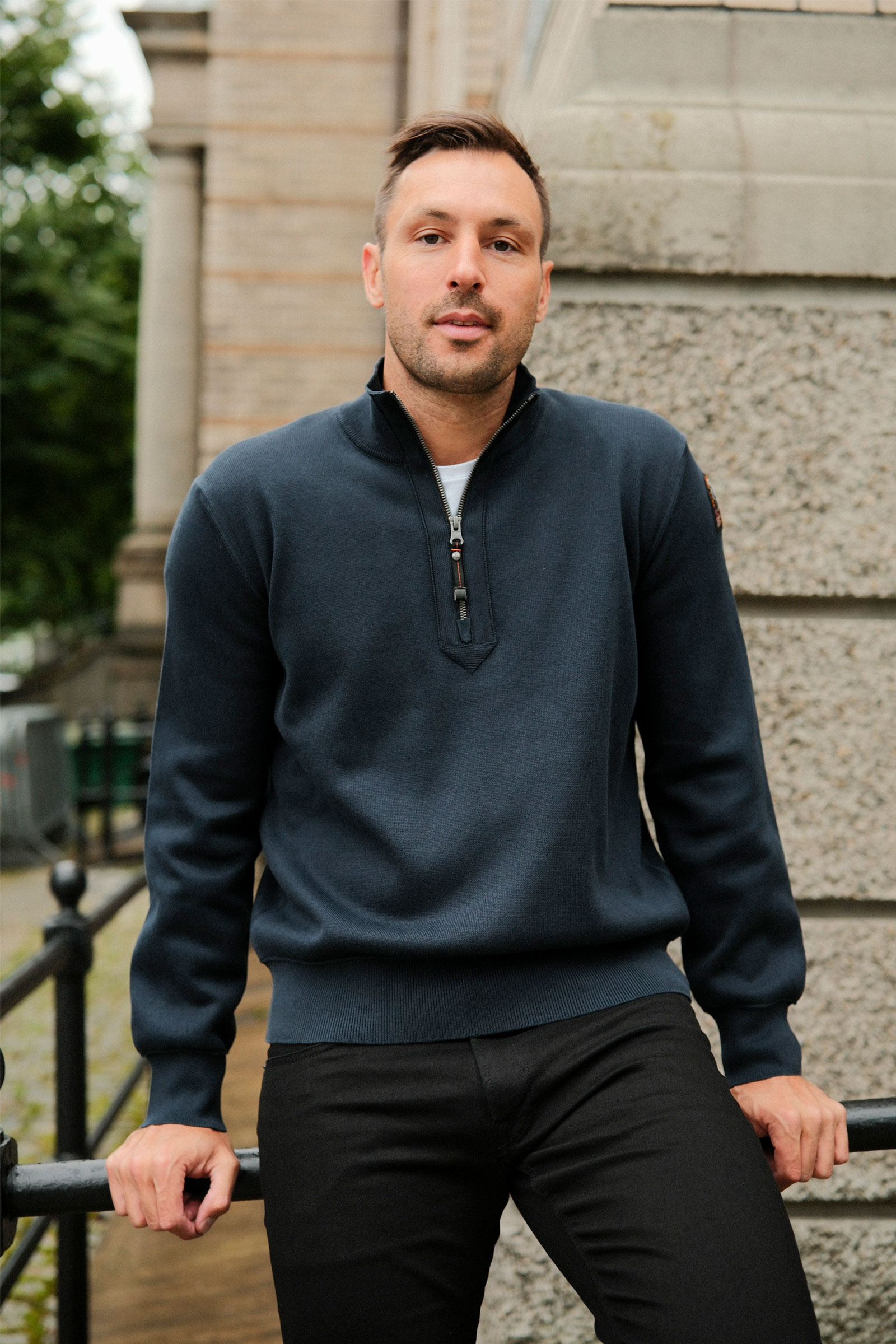 Basic Scoe Half-Zip Cardigan, Mørk Blå - Bilde 3