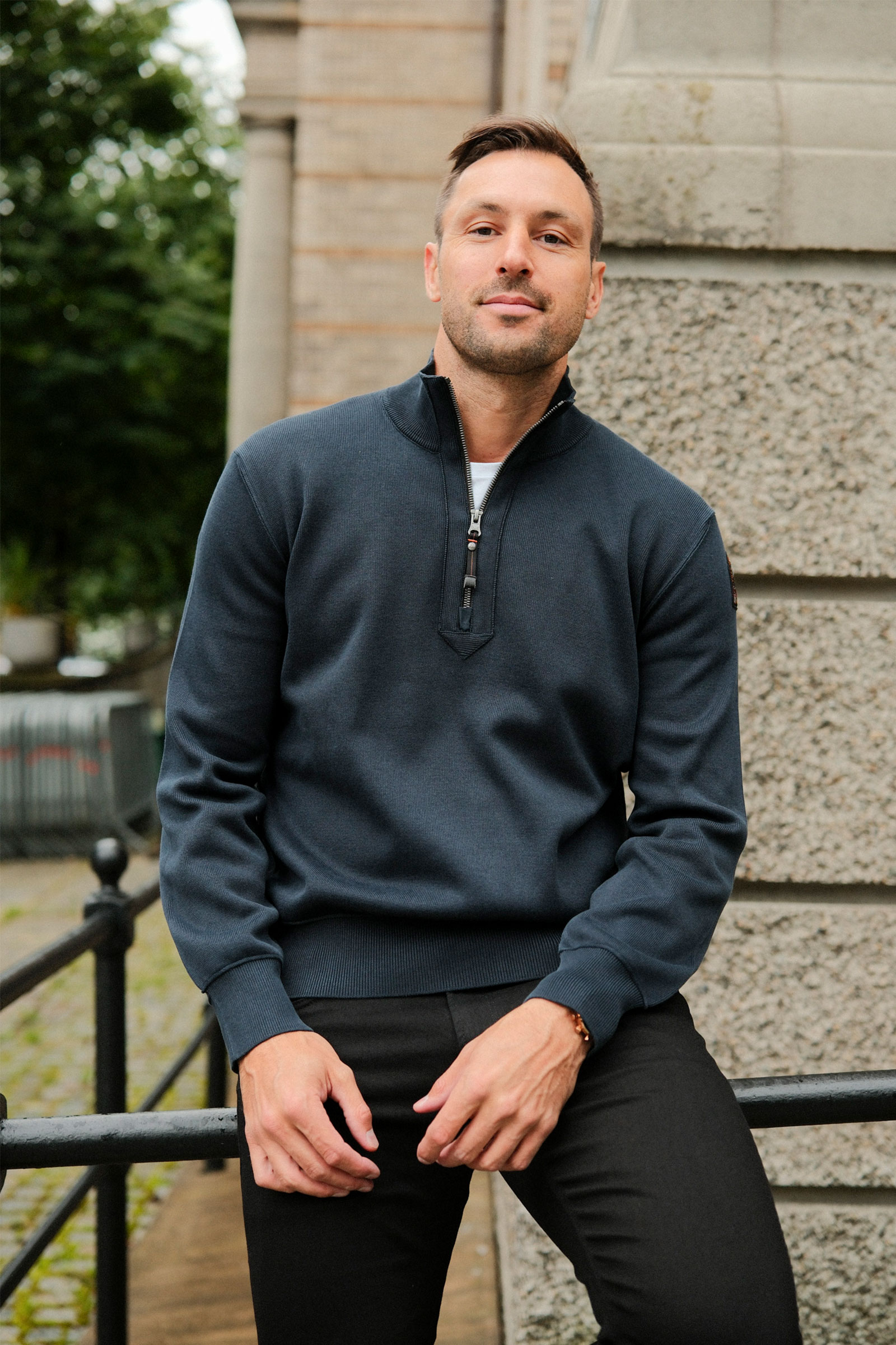Basic Scoe Half-Zip Cardigan, Mørk Blå - Bilde 4