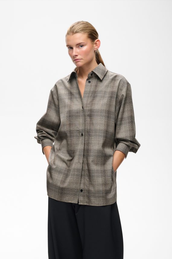 CheckieIW Shirt Jacket, Brown Fall Check