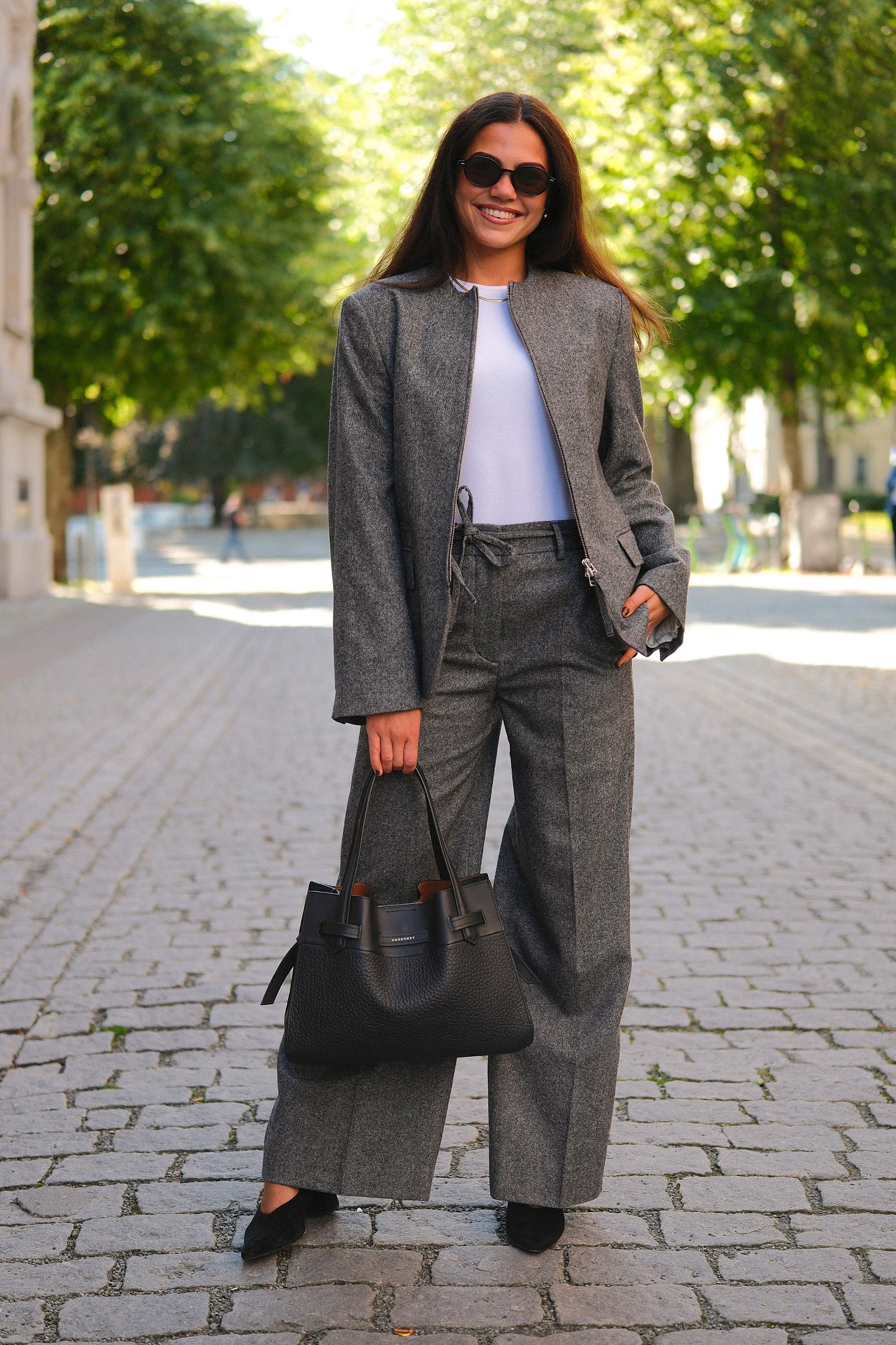 Ellis Brushed Wool Trousers, Grey