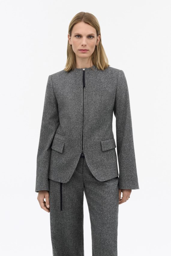 Elisa Brused Wool Jacket, Grey