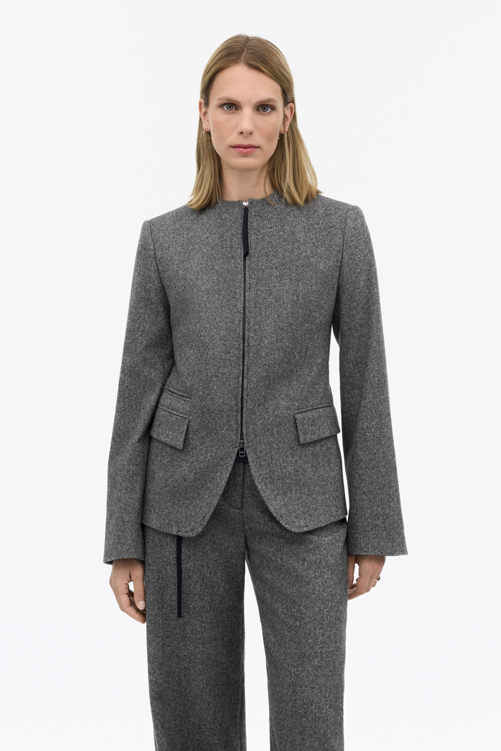 Elisa Brused Wool Jacket, Grey