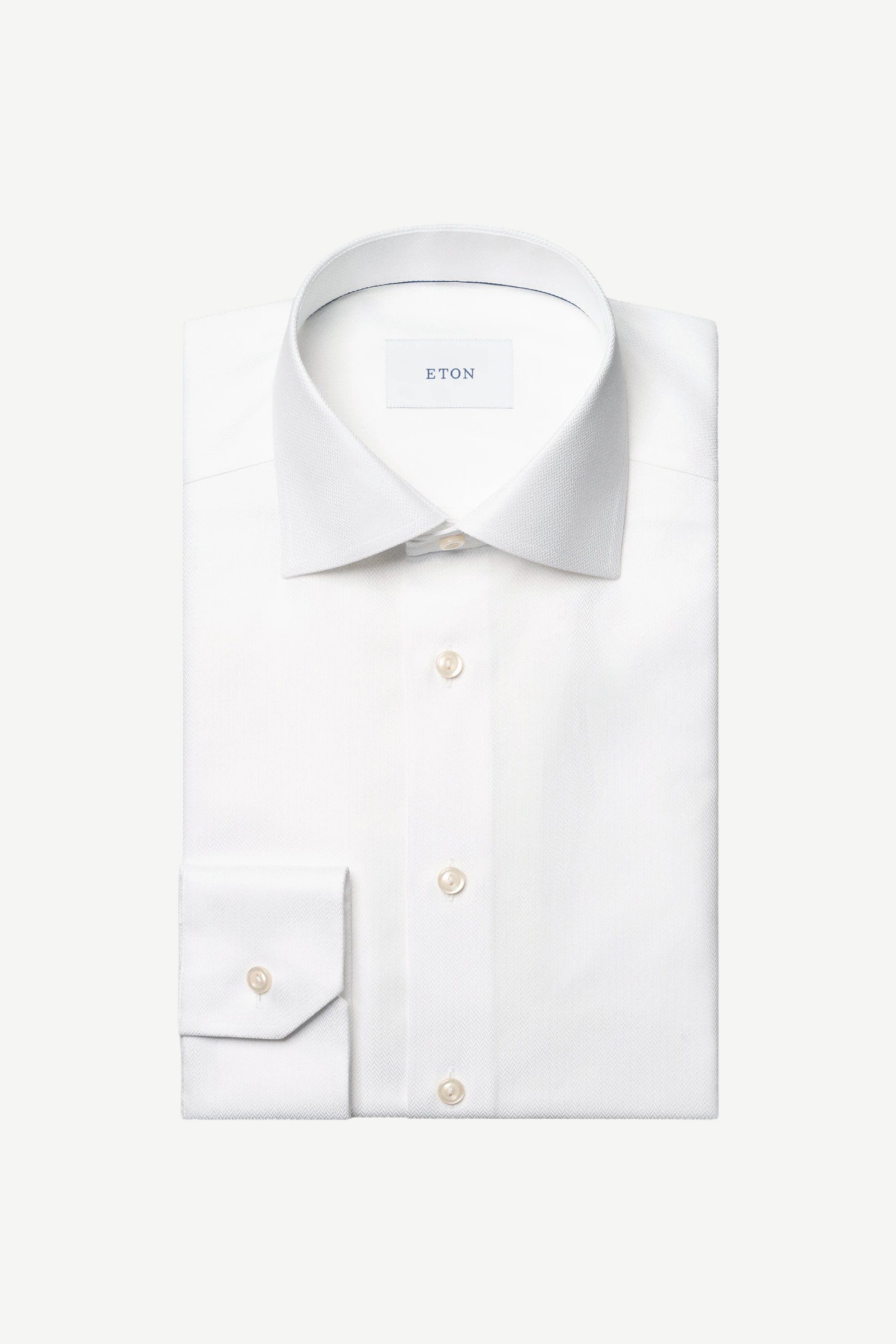Slim Herringbone Signature Twill Shirt, Hvit