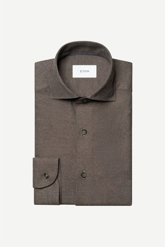 Solid Flannel Shirt, Mørk Brun