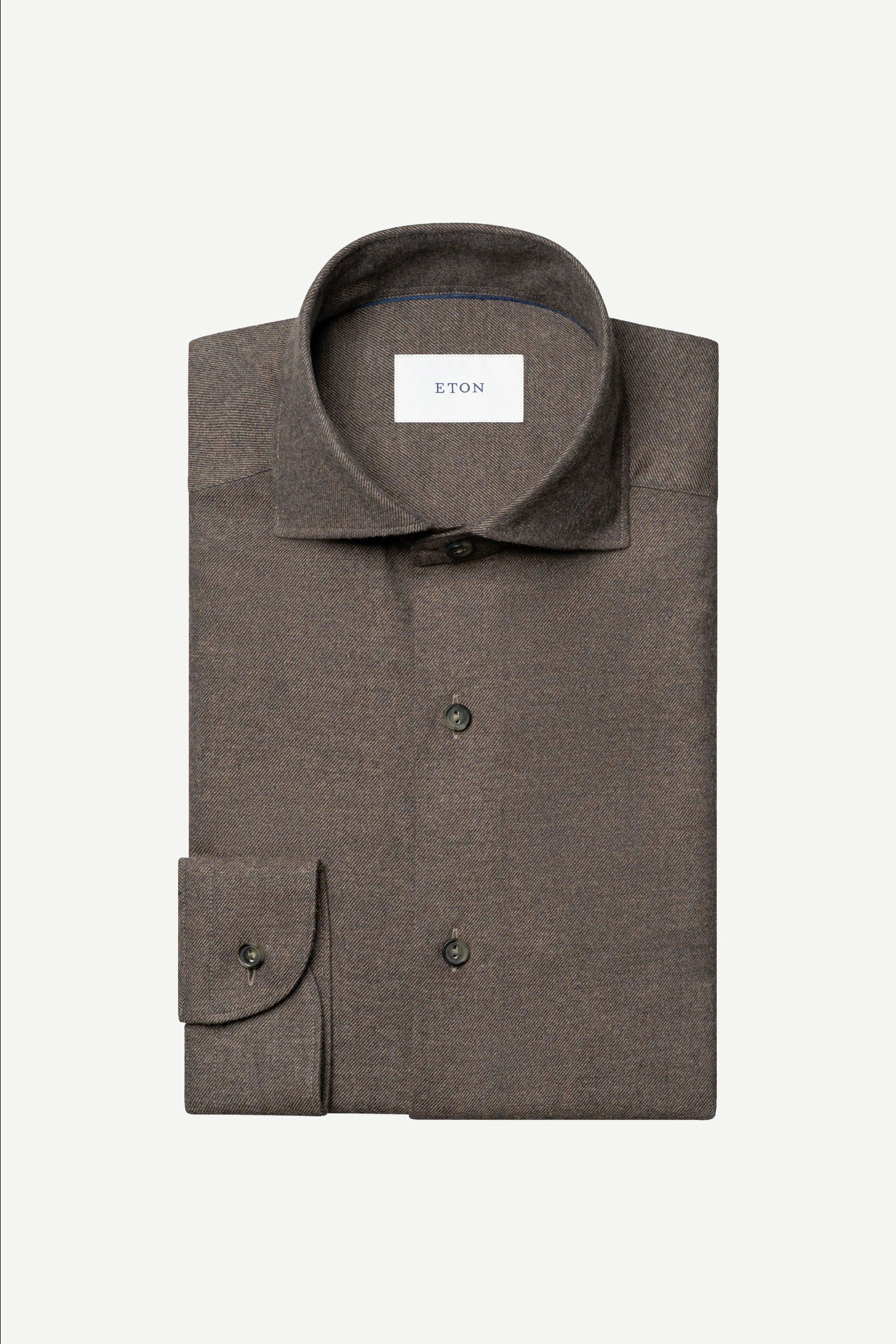 Solid Flannel Shirt, Mørk Brun