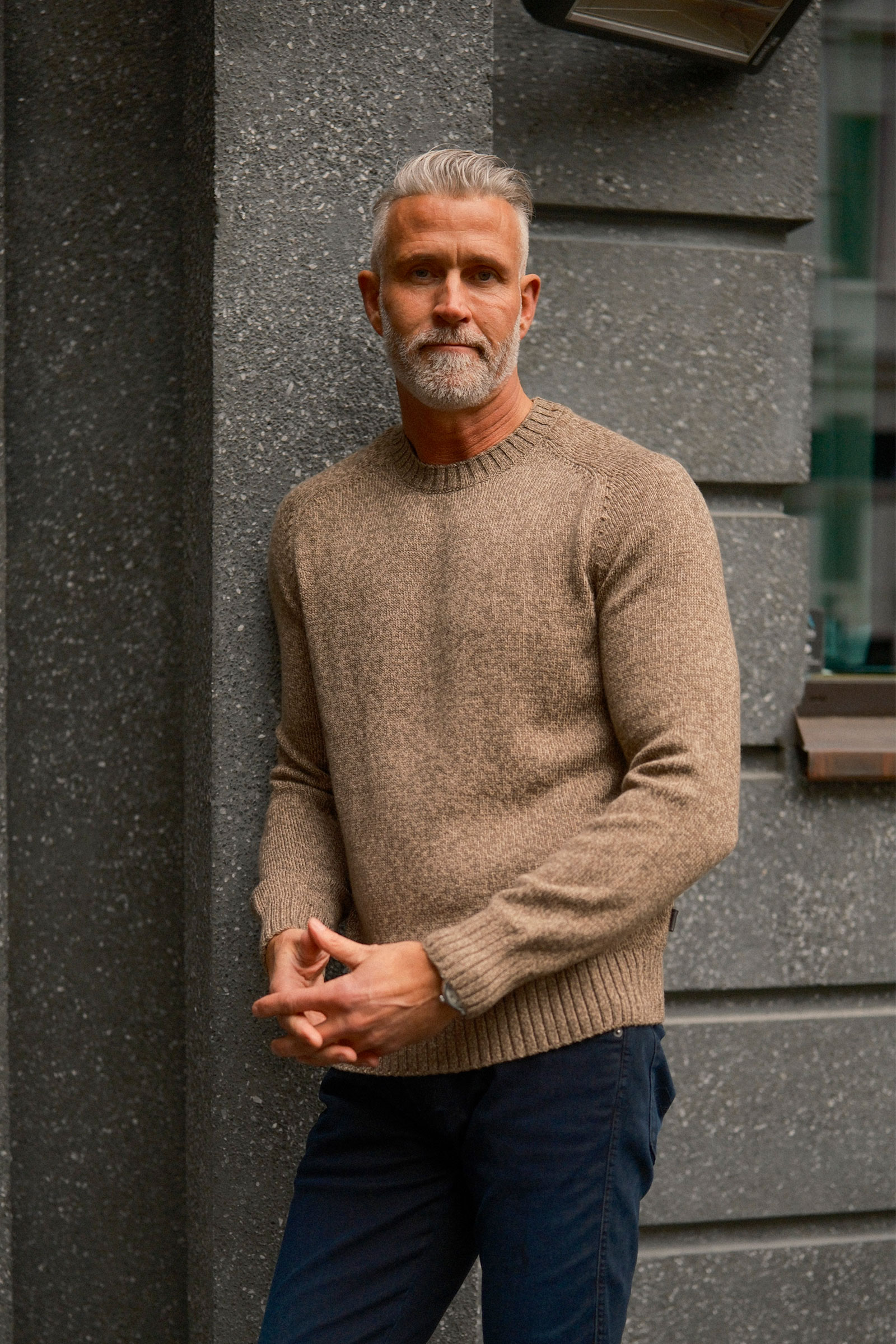 Wool Blend Mouline C-Neck, Faded Taupe - Bilde 2