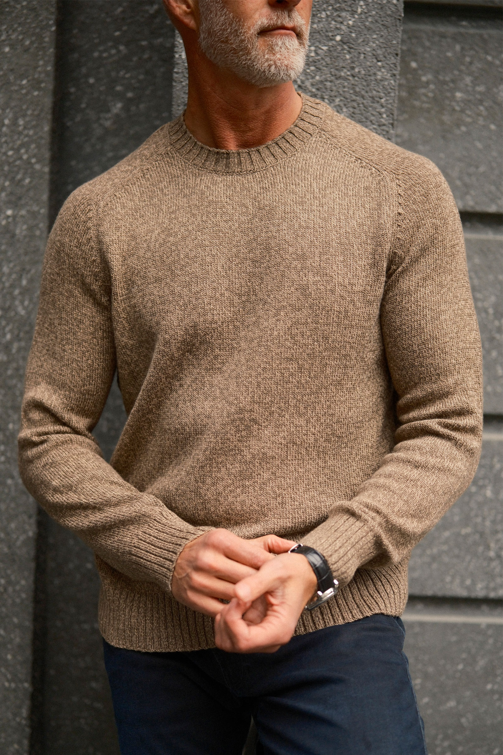 Wool Blend Mouline C-Neck, Faded Taupe - Bilde 4