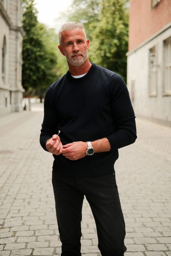 Merino Crew Neck, Blue Navy