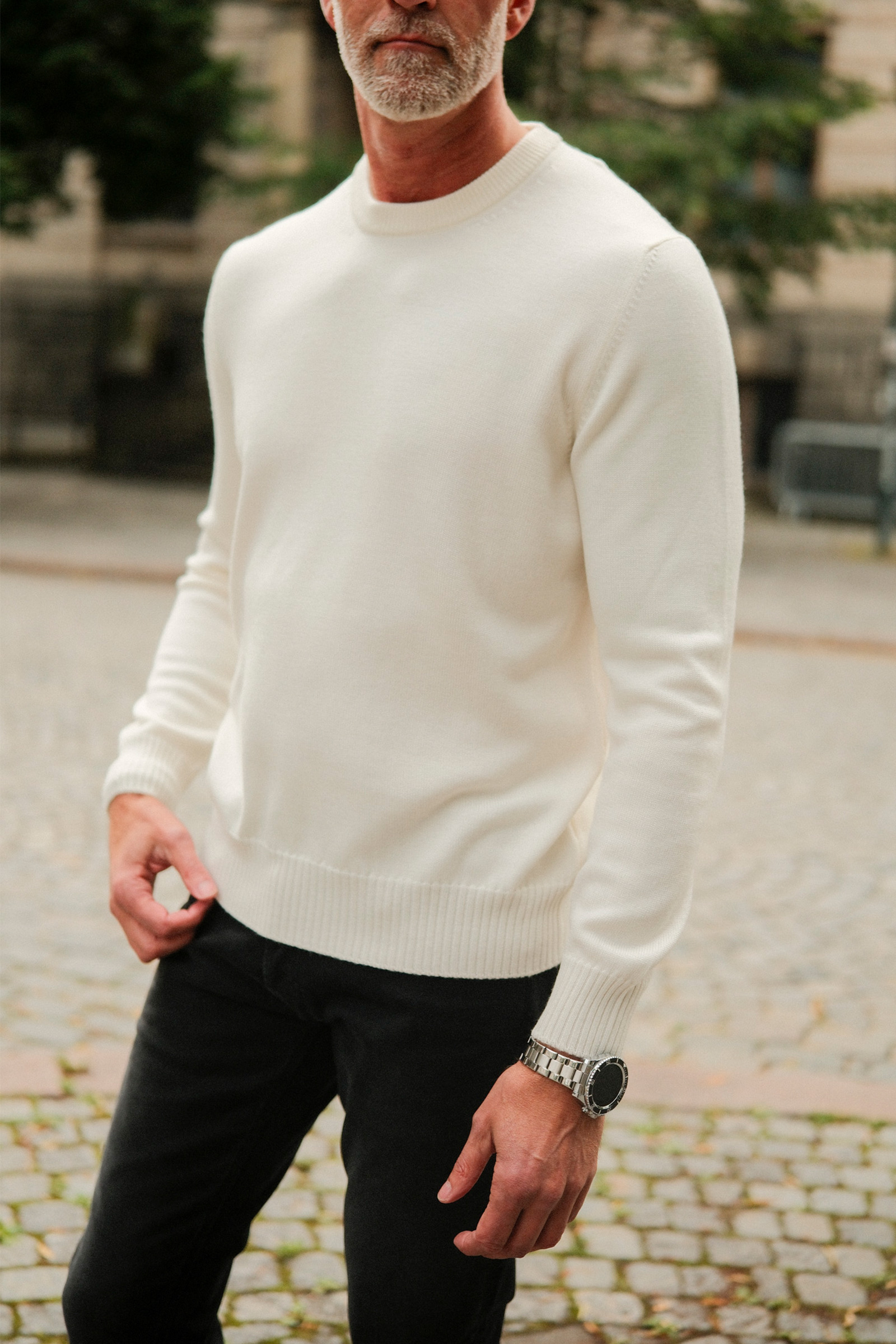 Merino Crew Neck, Off-White - Bilde 2