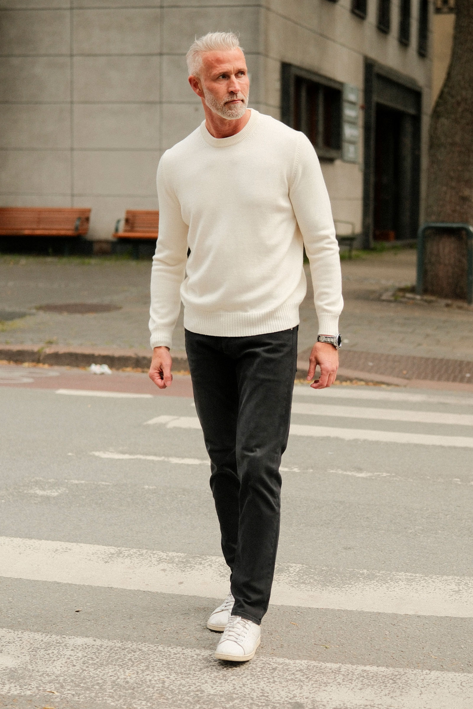 Merino Crew Neck, Off-White - Bilde 3