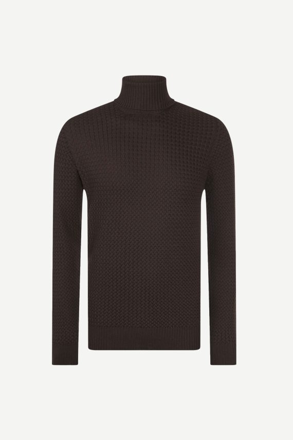 Micro Cable Turtleneck, Brown