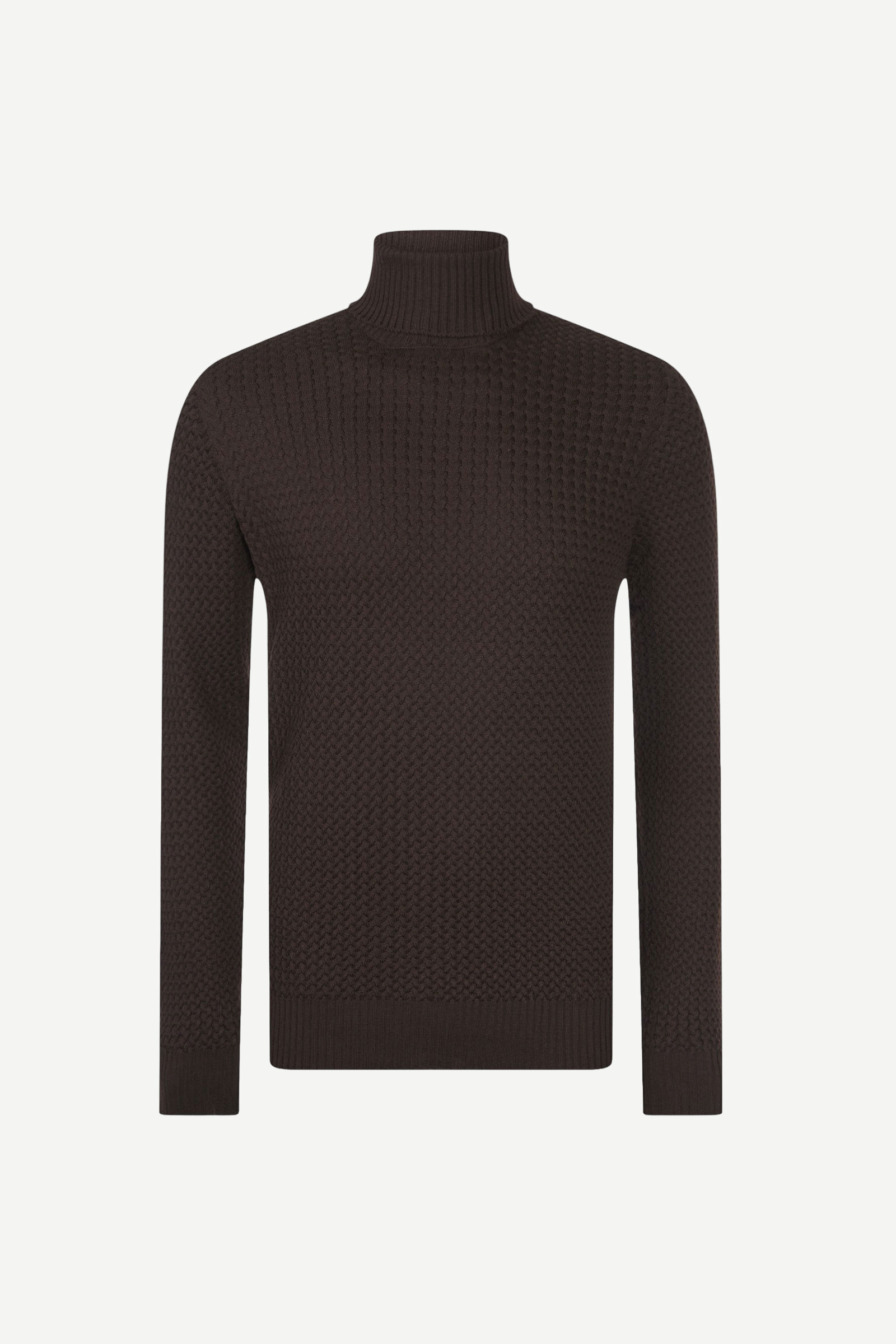 Micro Cable Turtleneck, Brown