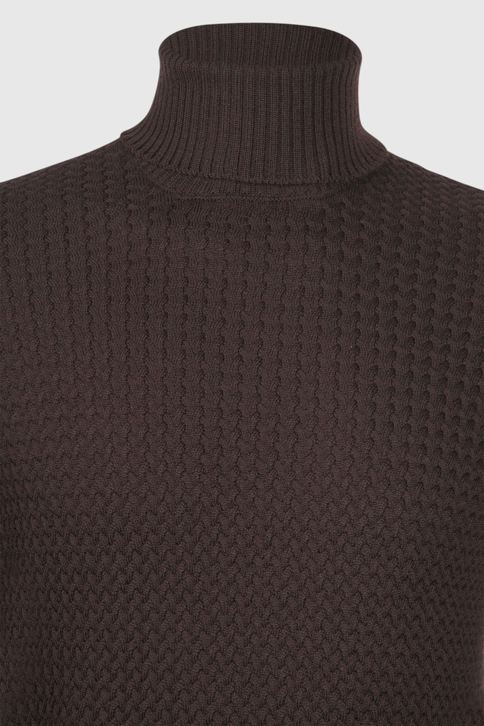Micro Cable Turtleneck, Brown - Bilde 2