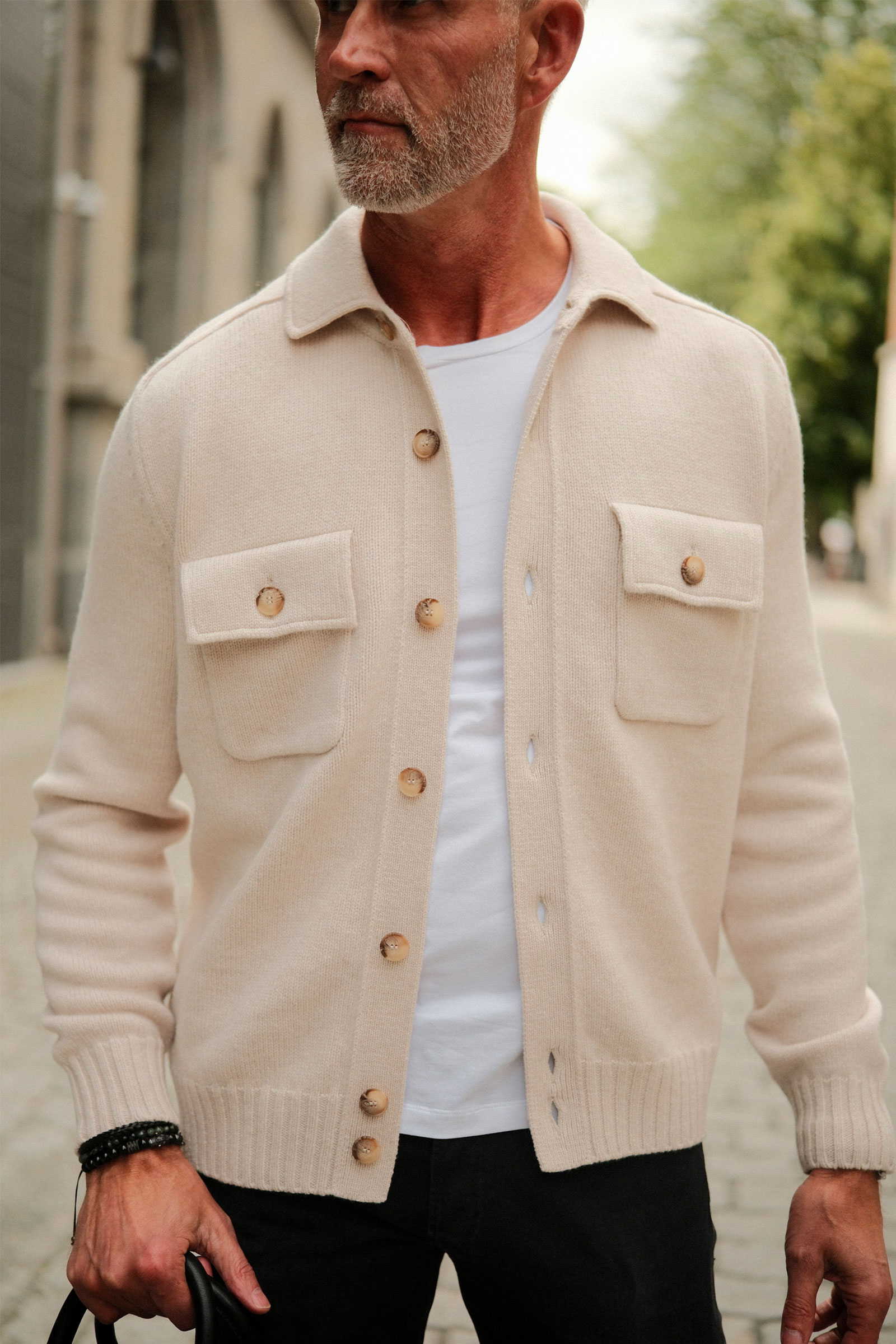 Patch Pockets Super Geelong Jacket, Beige