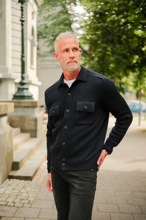 Patch Pockets Super Geelong Jacket, Blue Navy