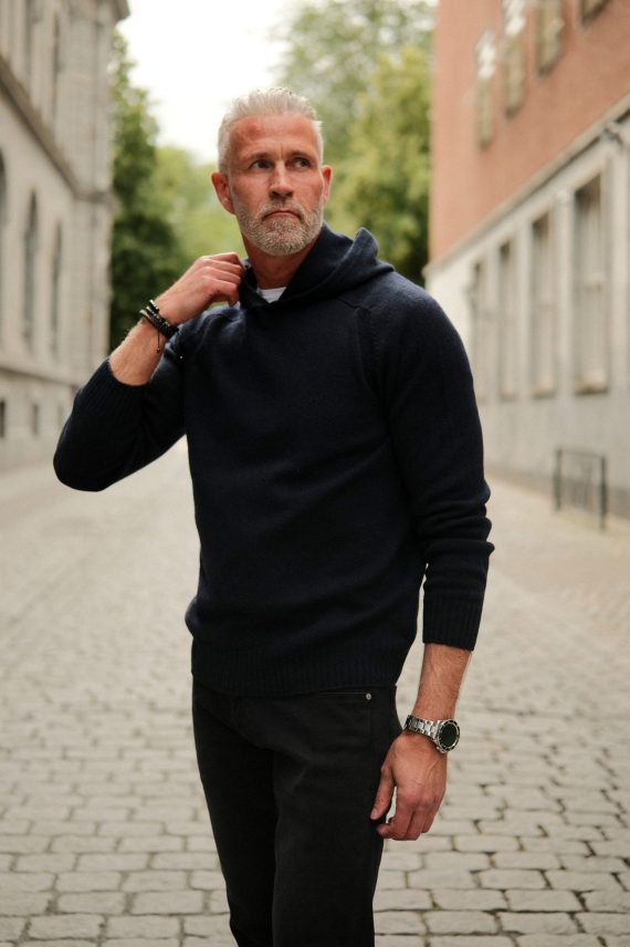 Super Geelong Knit Hoodie, Blue Navy