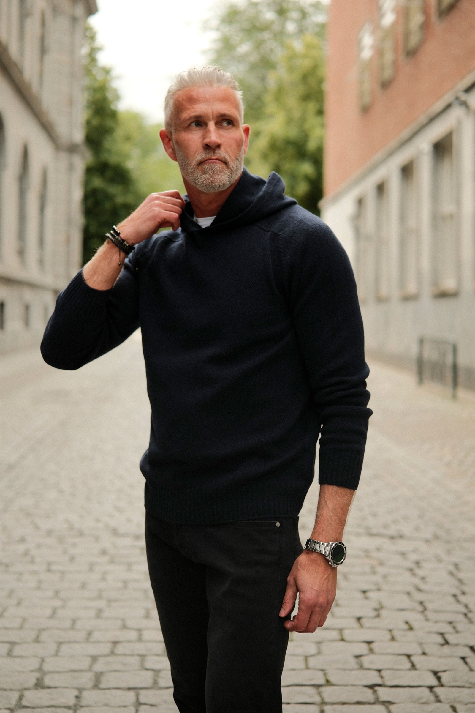 Super Geelong Knit Hoodie, Blue Navy