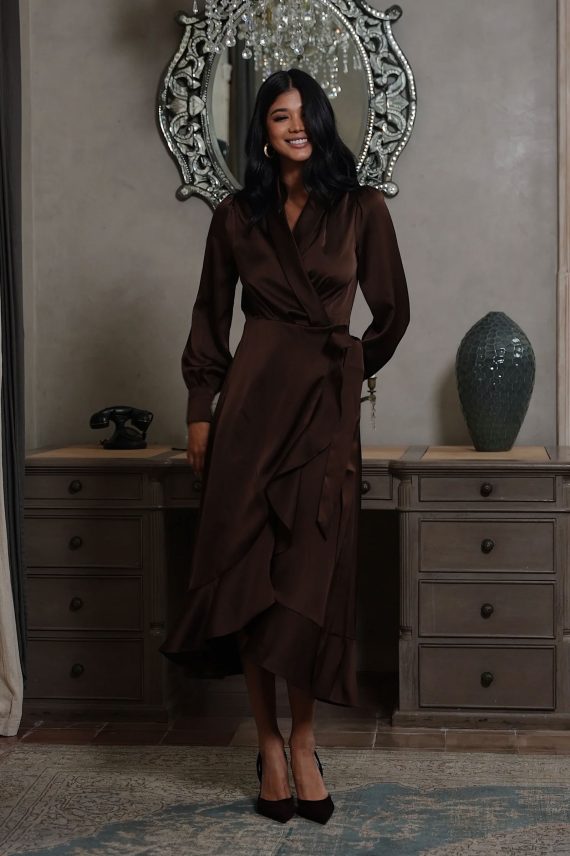Iza Midi Dress, Espresso