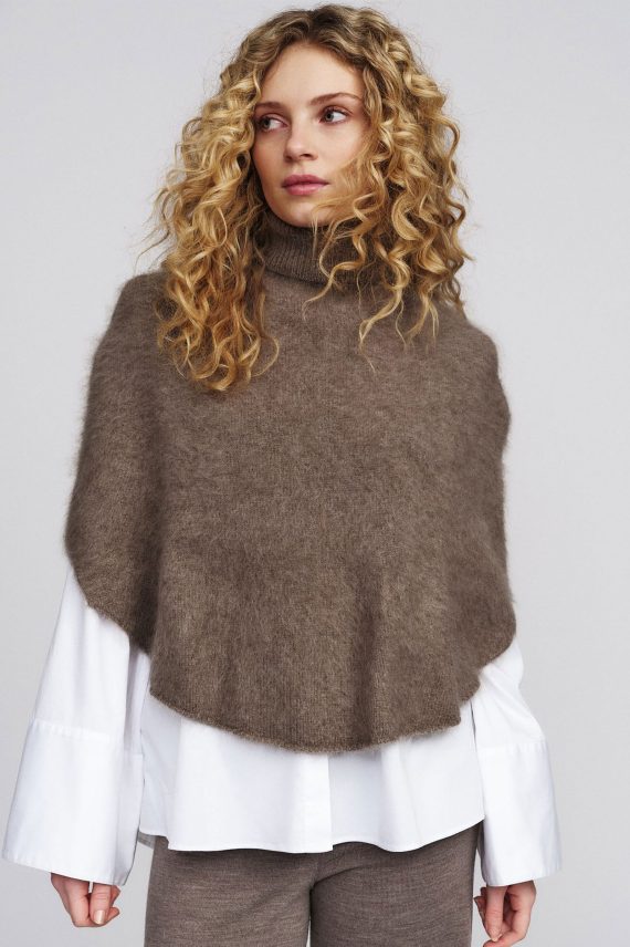 Maiken Brushed Poncho, Light Brown