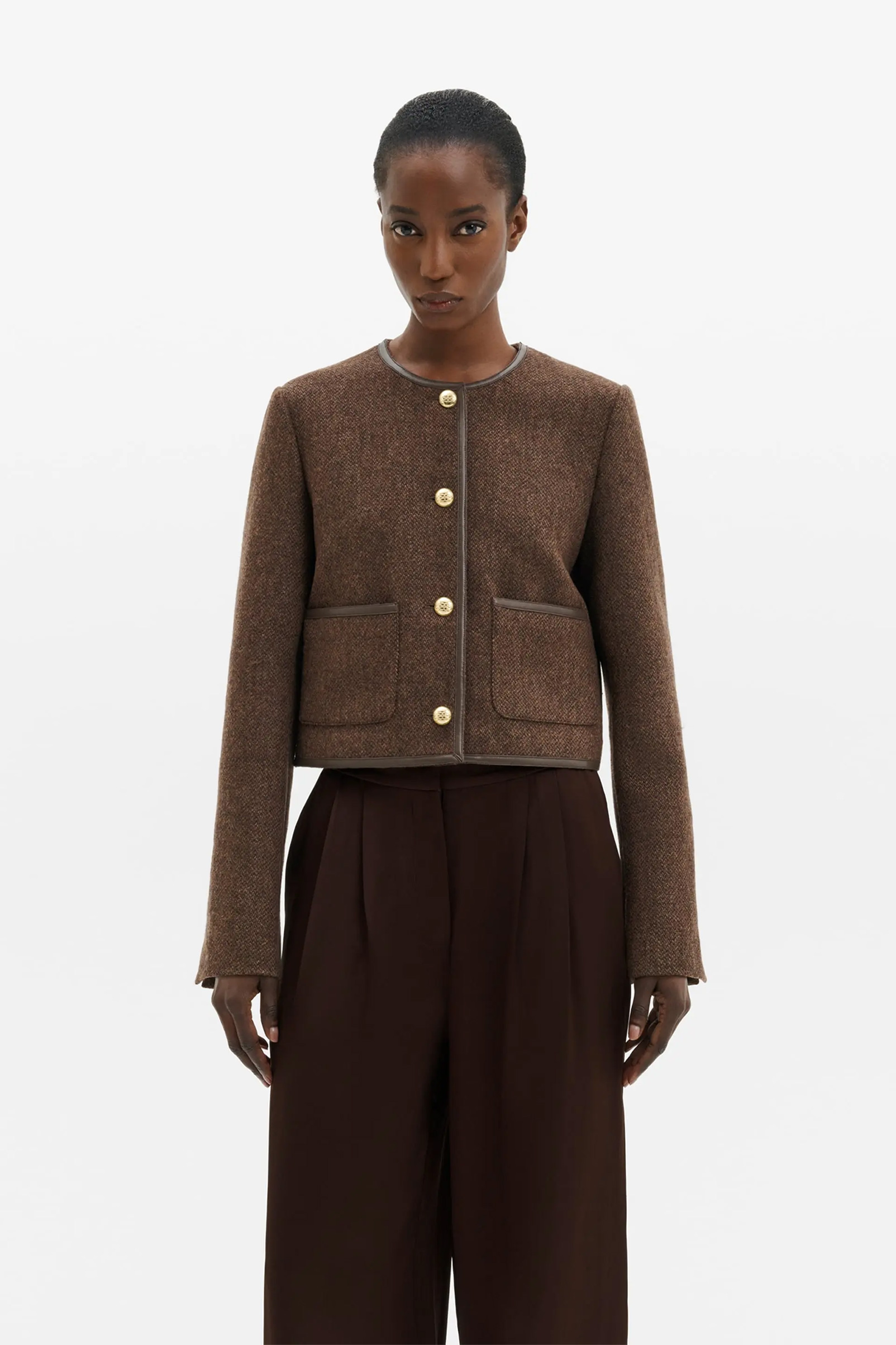 Ninette Wool Jacket, Dark Brown