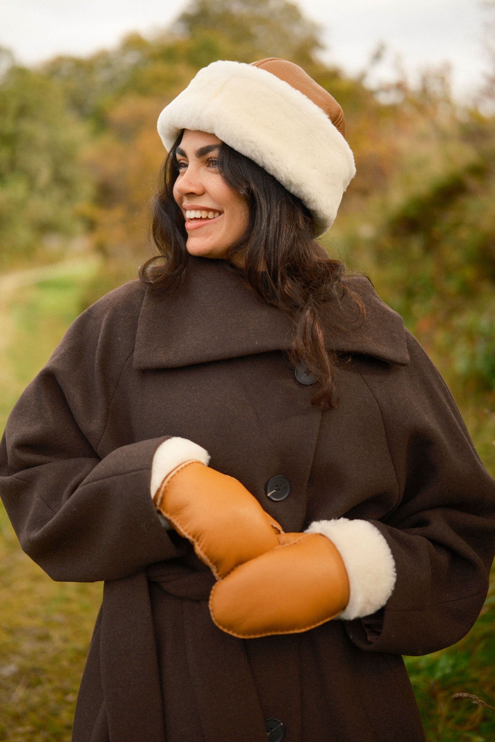 Ina Leather Shearling Harka, Camel - Bilde 4