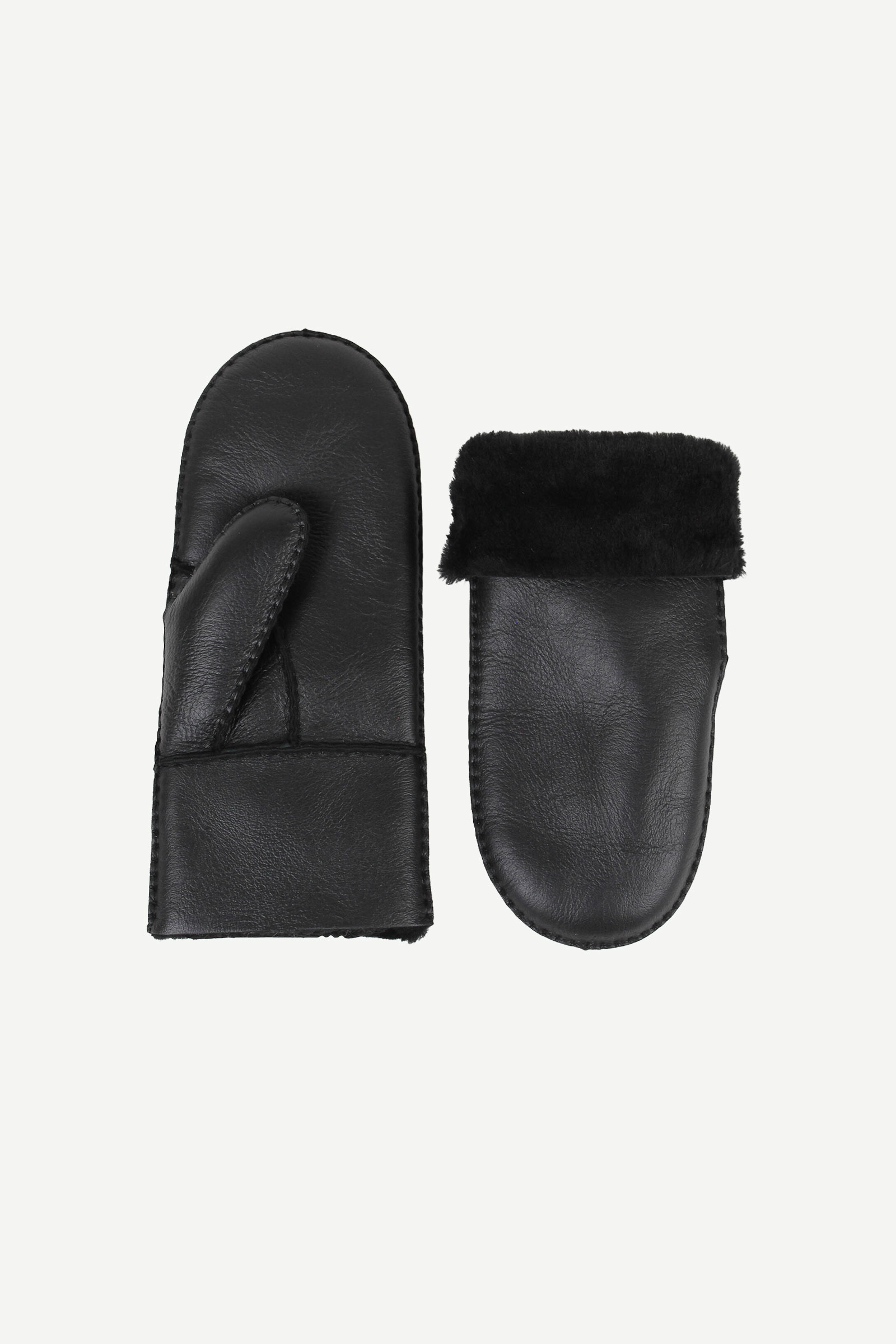 Ina Leather Shearling Mittens, Sort - Bilde 4
