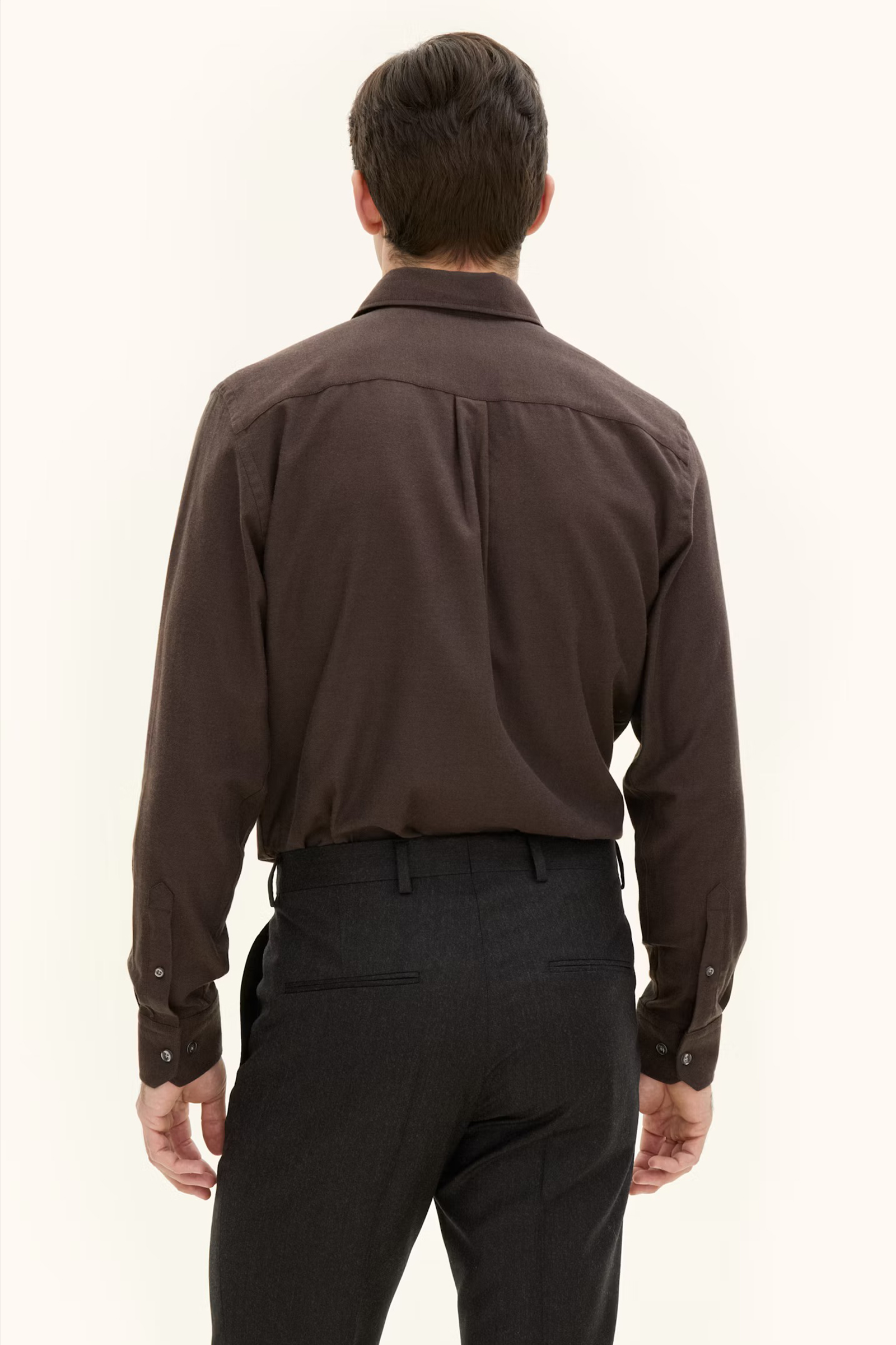 Regular Fit Cut Away Brushed Flannel, Brun - Bilde 2