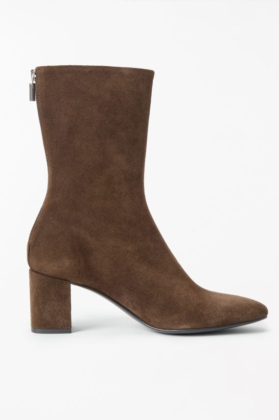 Polika Sleek Suede Boots, Deep Brown