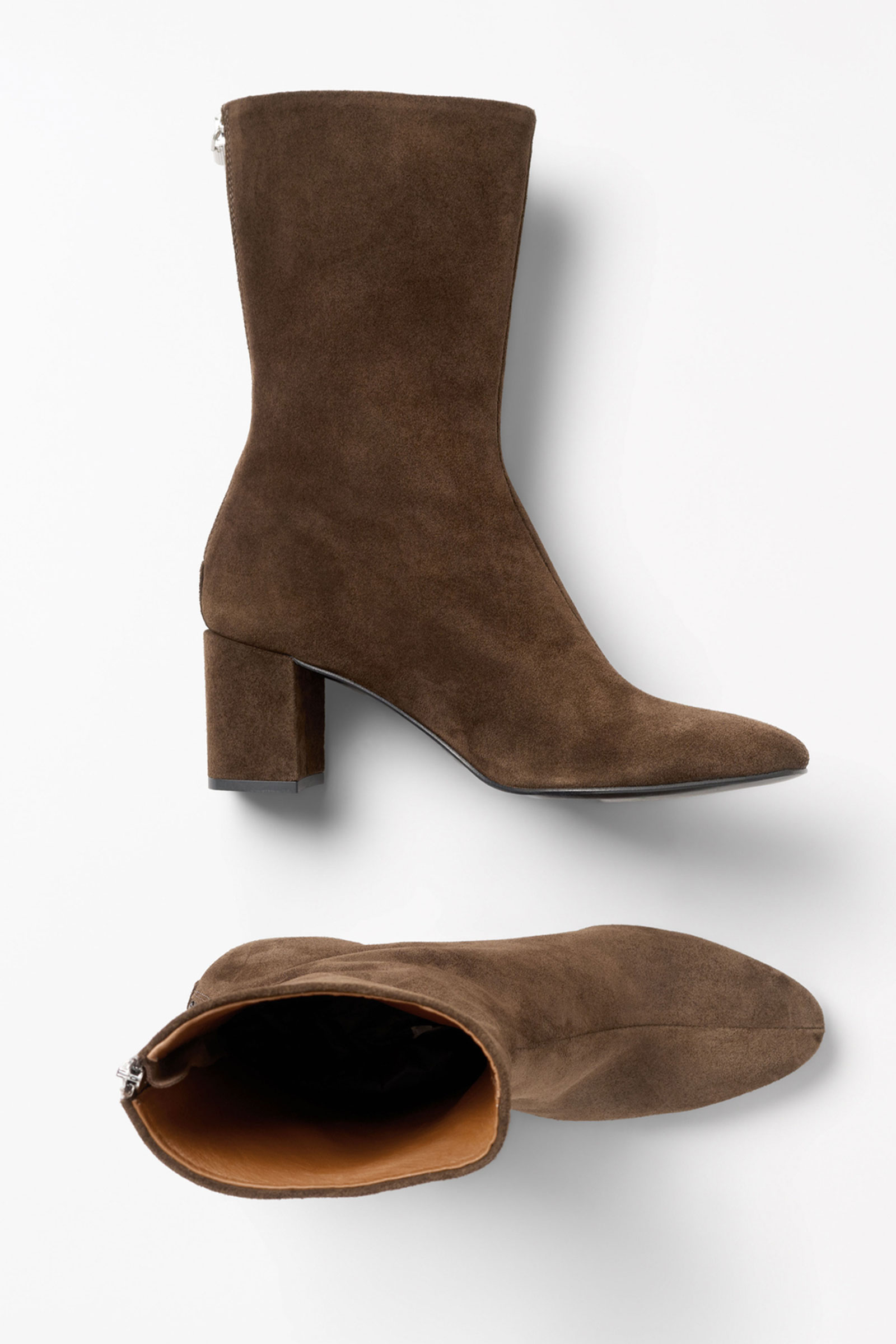 Polika Sleek Suede Boots, Deep Brown - Bilde 3