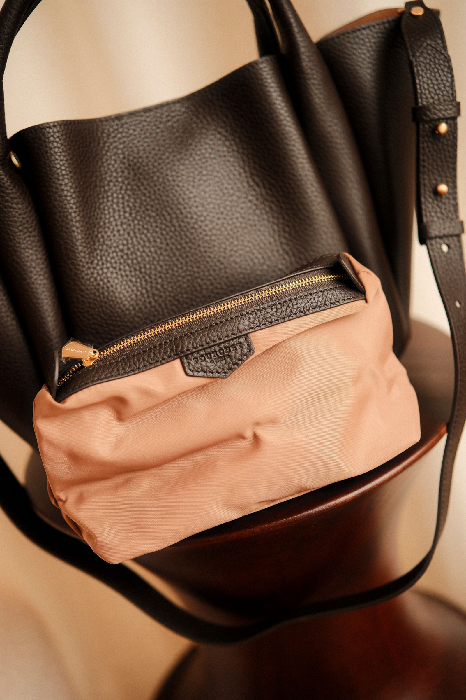 Cowhide Leather Large Satchel Bag, Brun - Bilde 4
