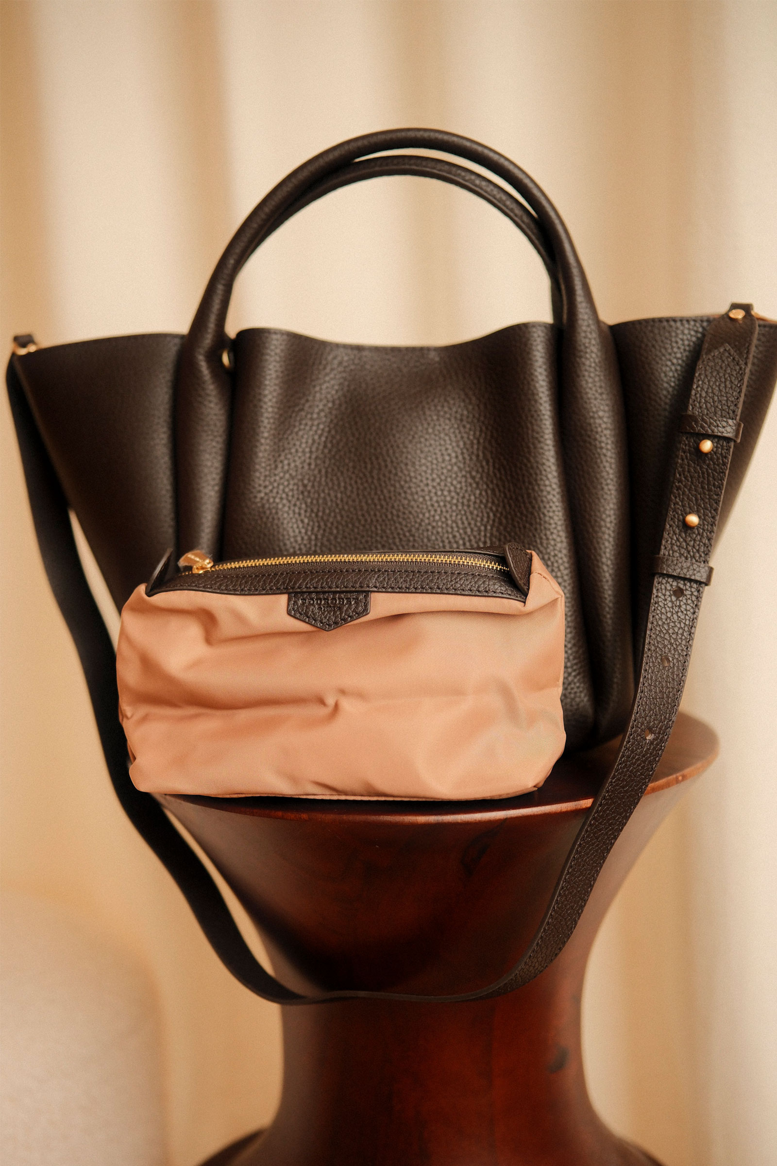 Cowhide Leather Large Satchel Bag, Brun - Bilde 6