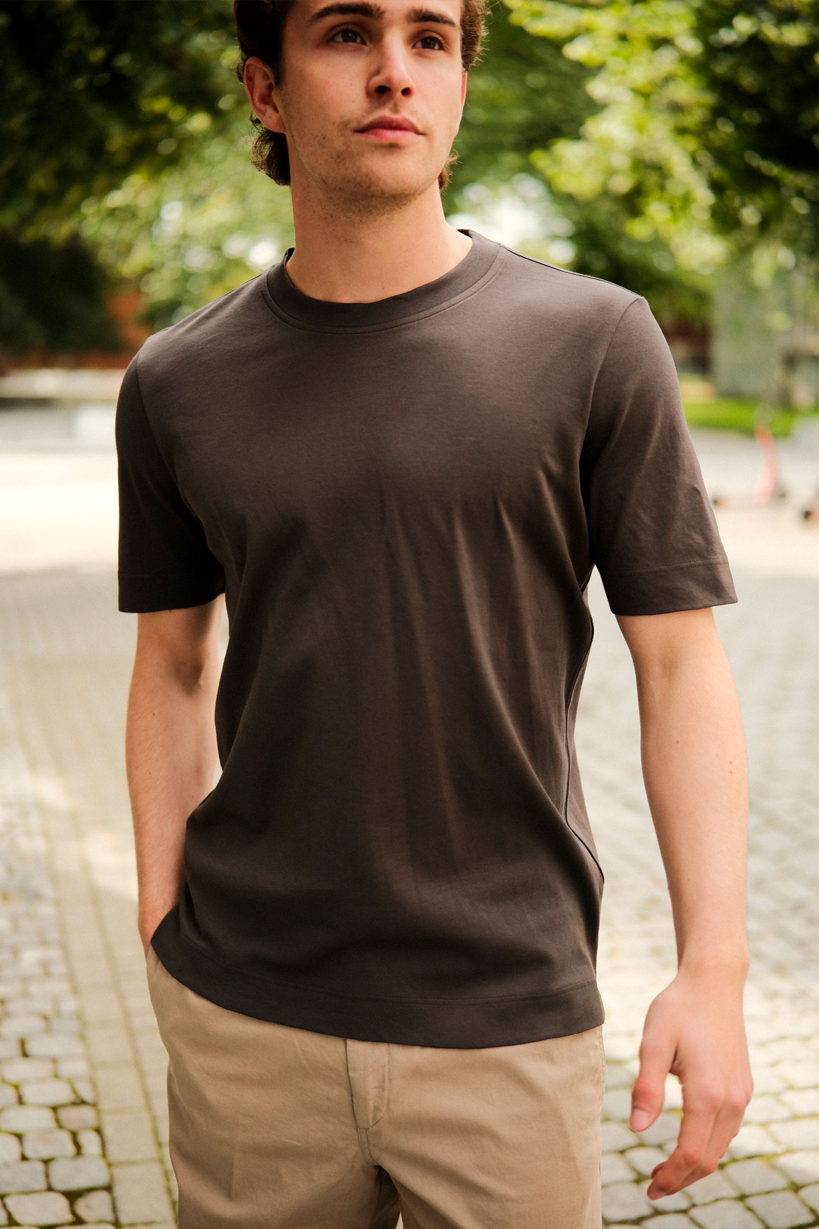 Cotton T-Shirt, Brun