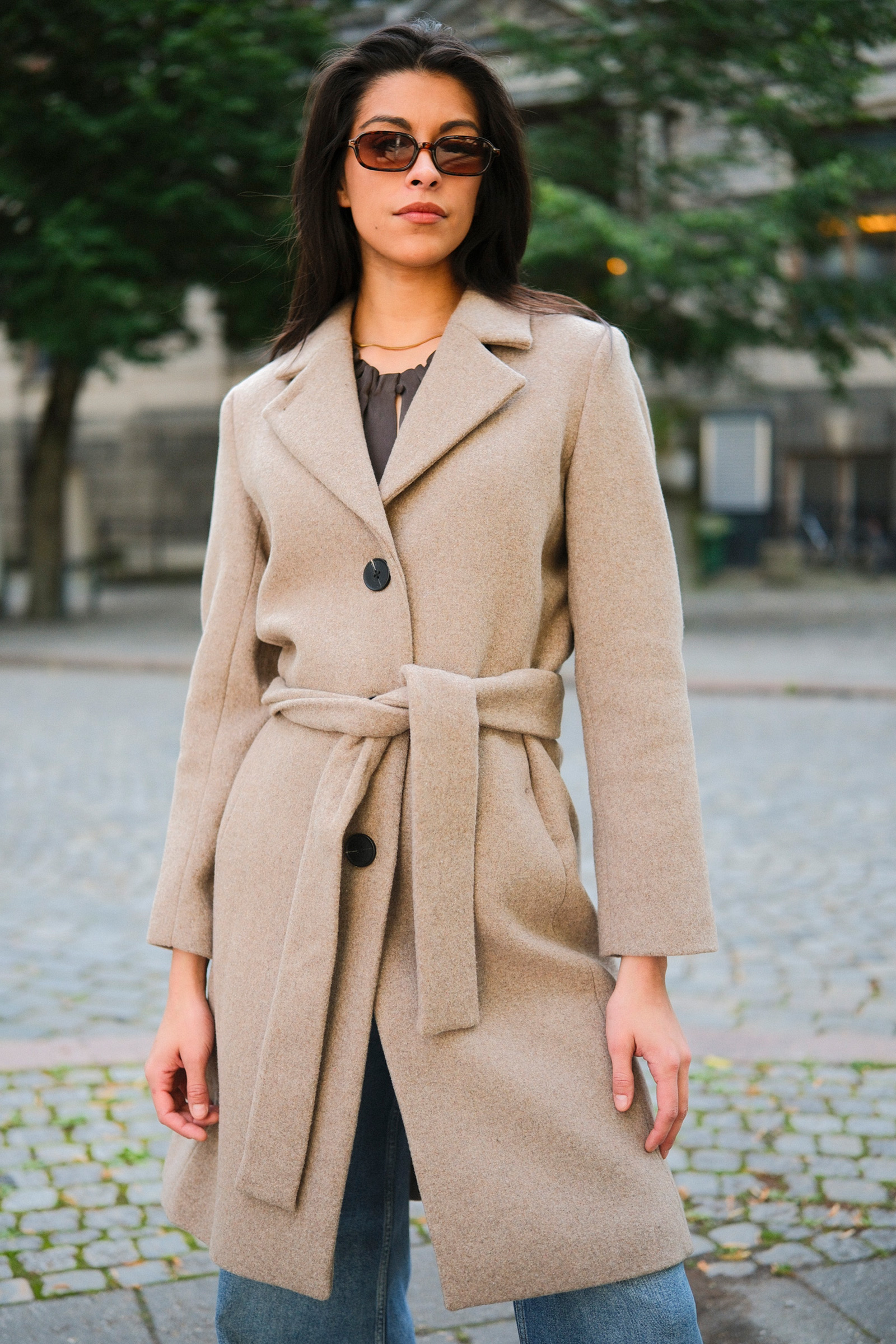 Zorah IW Classic Coat, Sandy Grey Melange - Bilde 3
