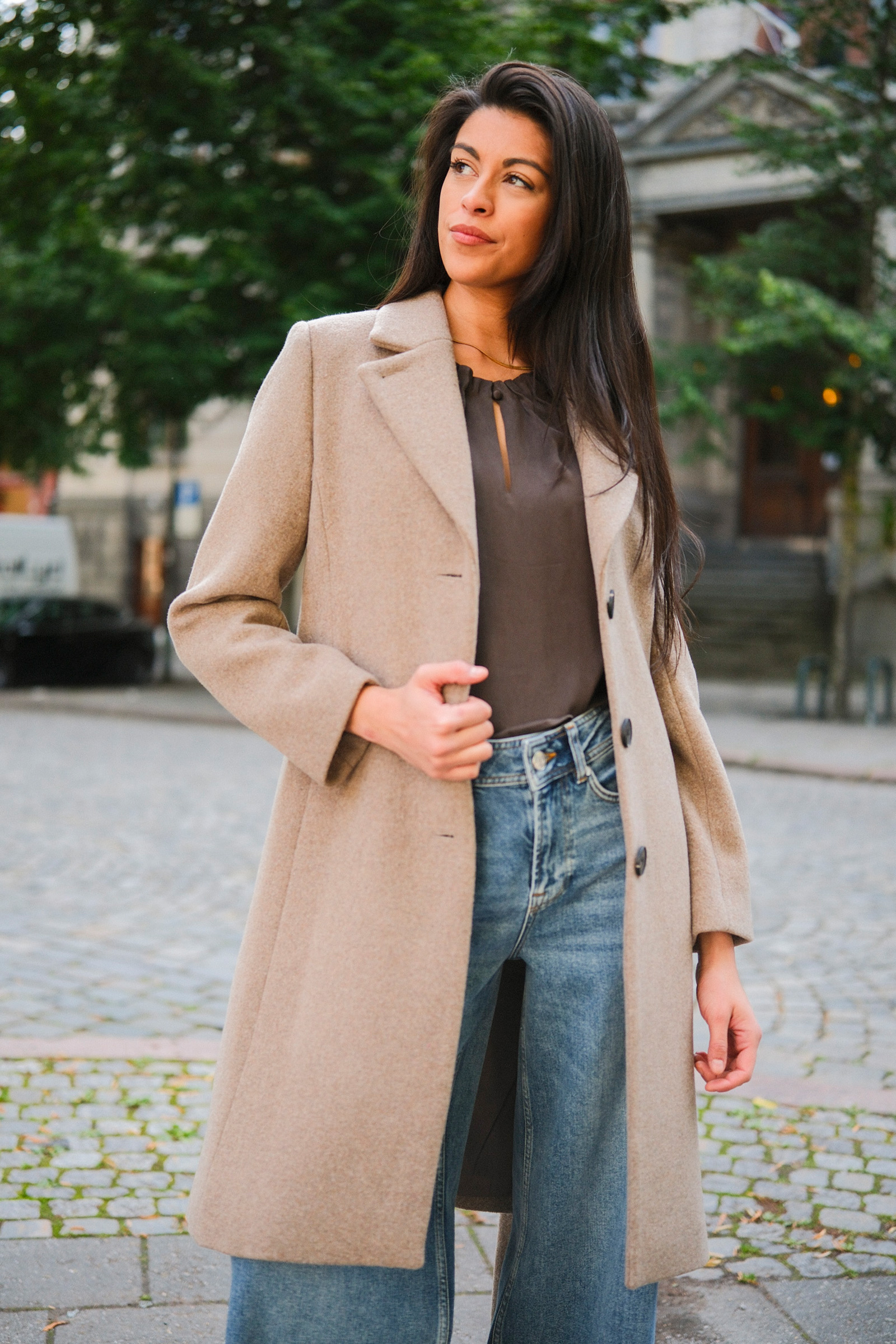 Zorah IW Classic Coat, Sandy Grey Melange - Bilde 2