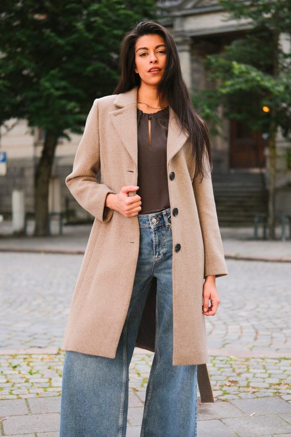 Zorah IW Classic Coat, Sandy Grey Melange