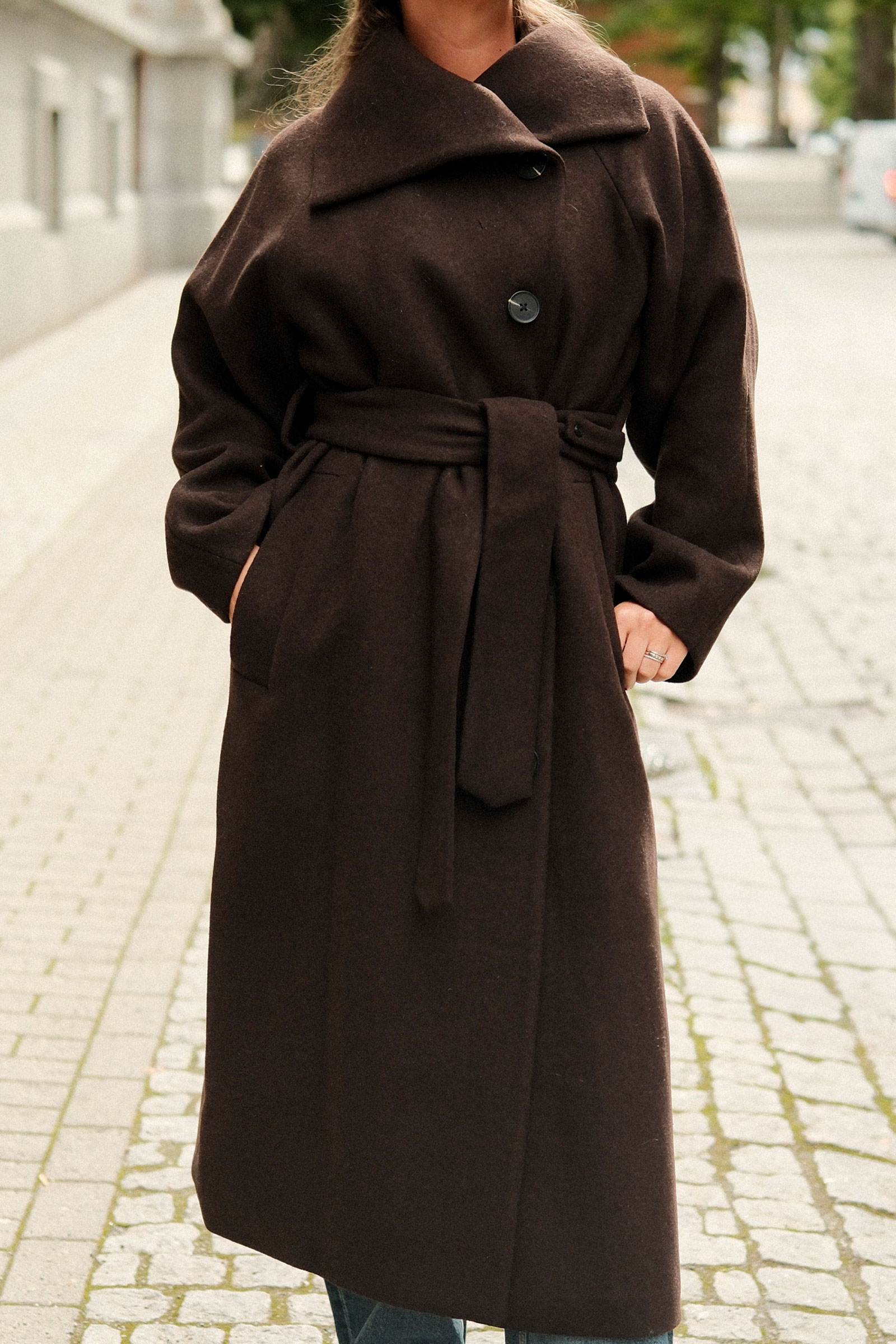 Zorah IW Long Coat, Chocolate Brown - Bilde 7