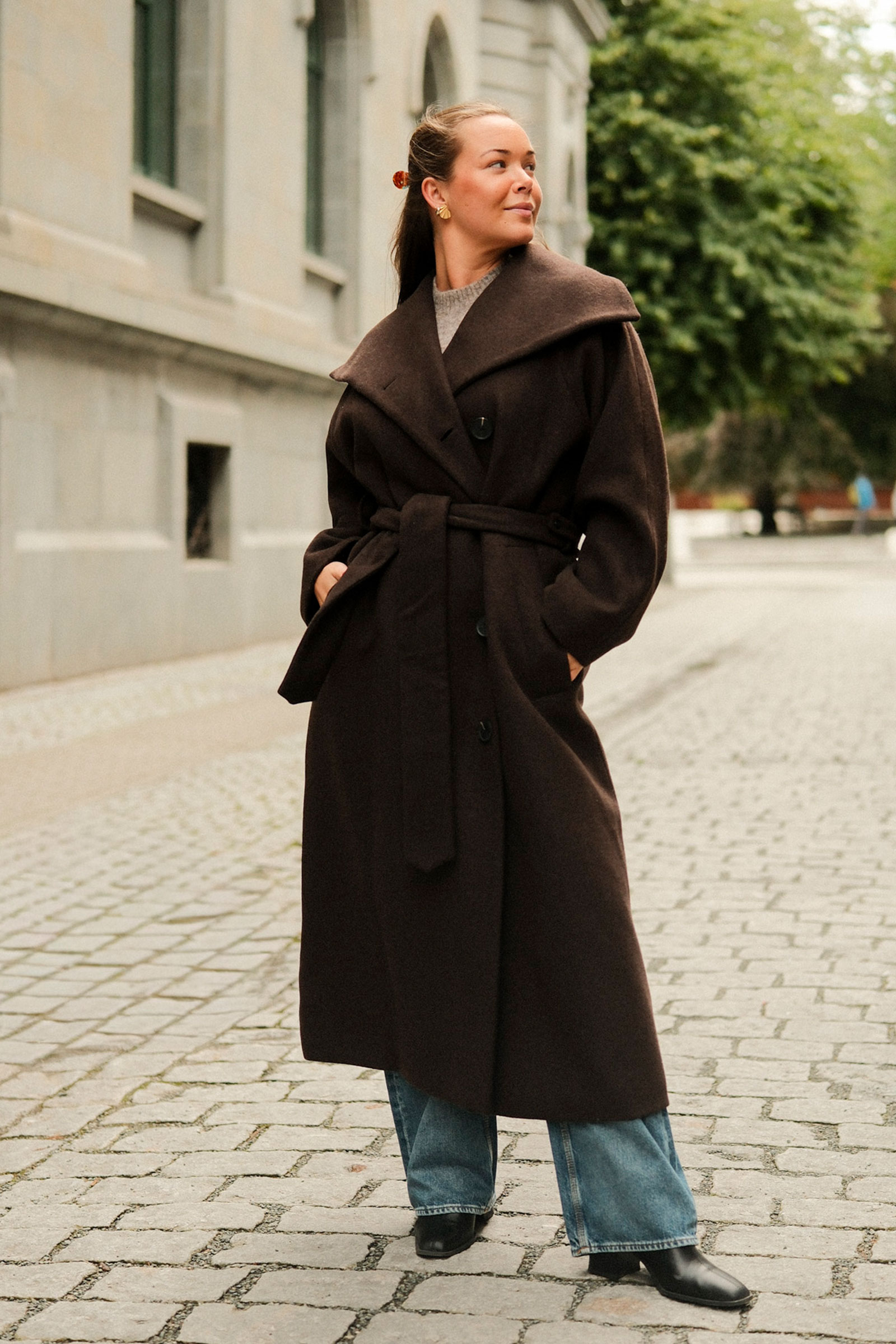 Zorah IW Long Coat, Chocolate Brown - Bilde 3