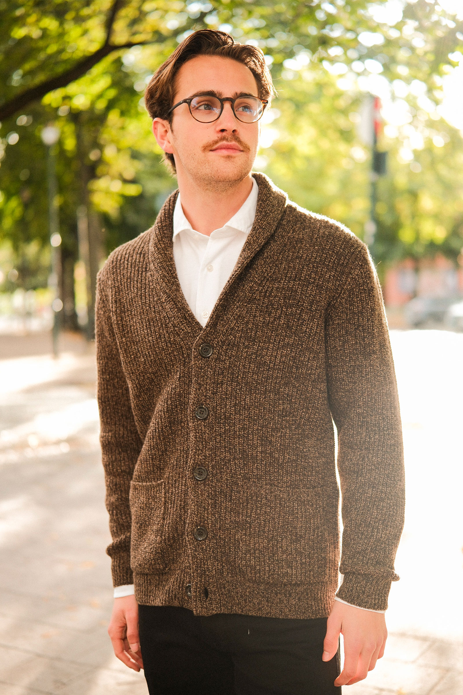 Cardigan Sciallato, Mørk Brun - Bilde 3