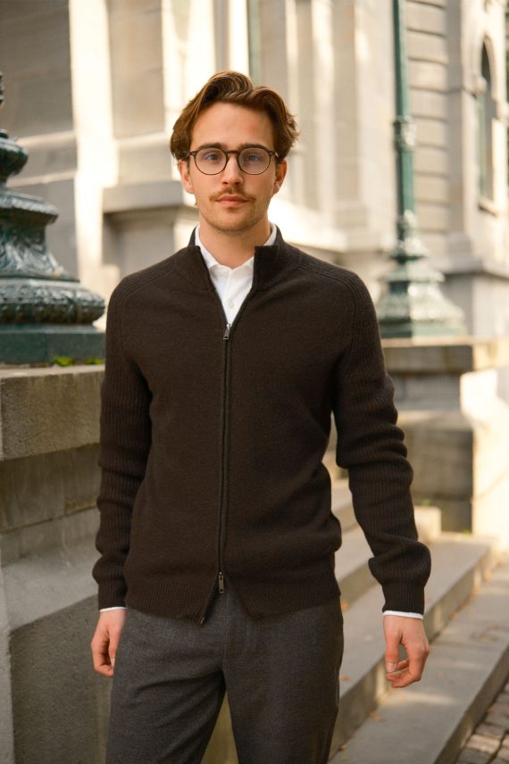 Giacca Zip M. Perla, Mørk Brun