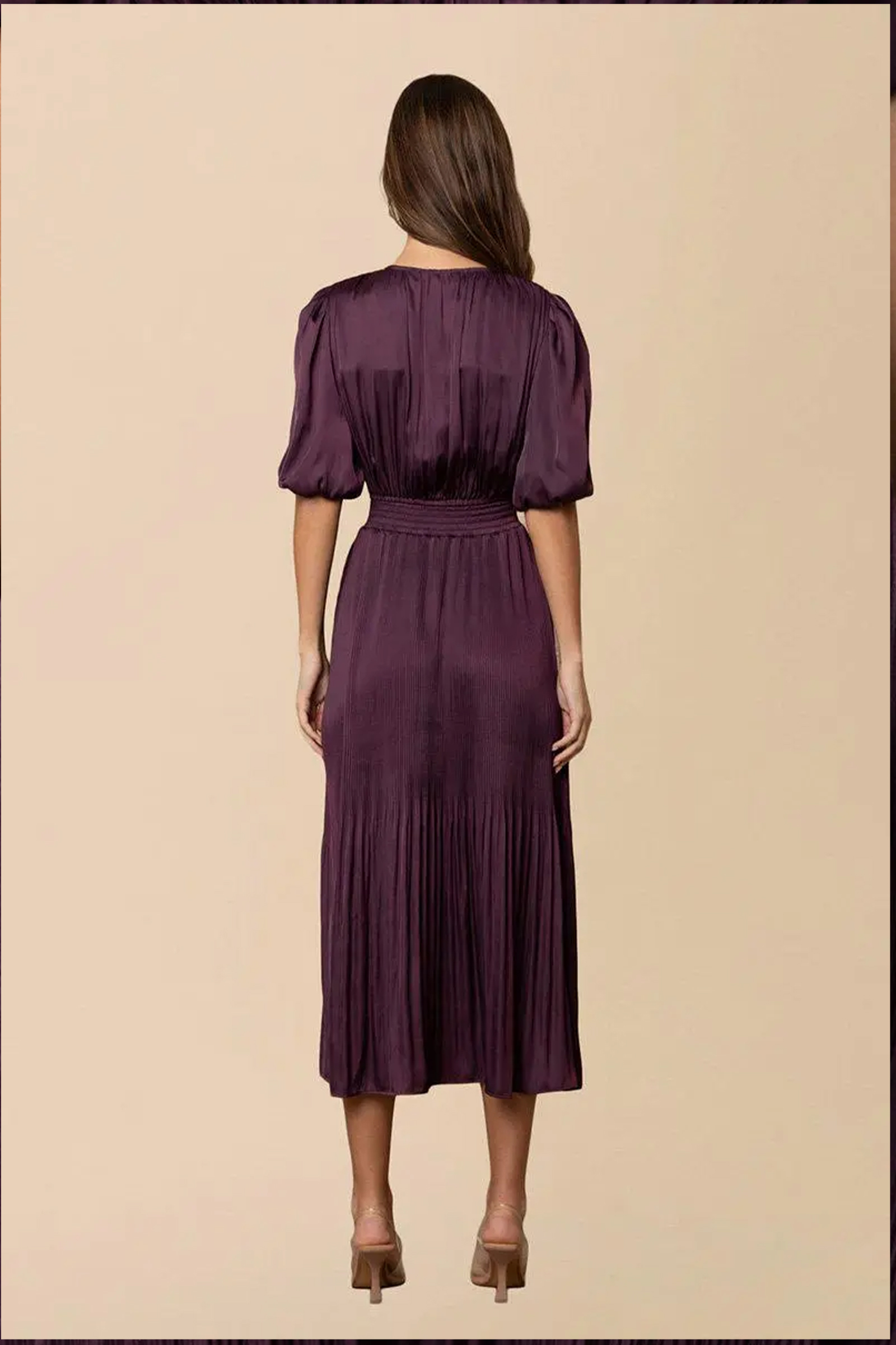 Fleur Solid Dress, Plum - Bilde 5