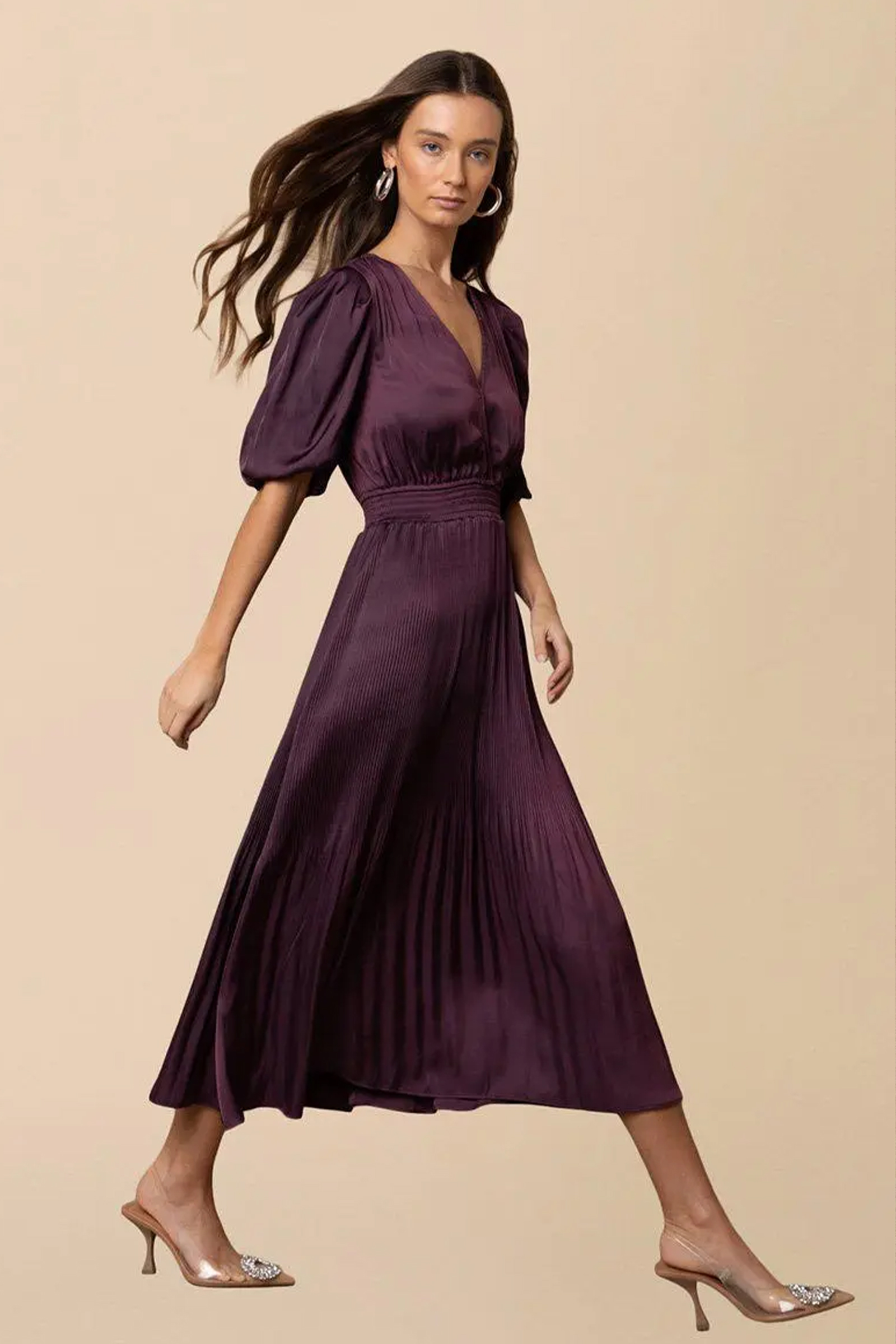 Fleur Solid Dress, Plum - Bilde 2