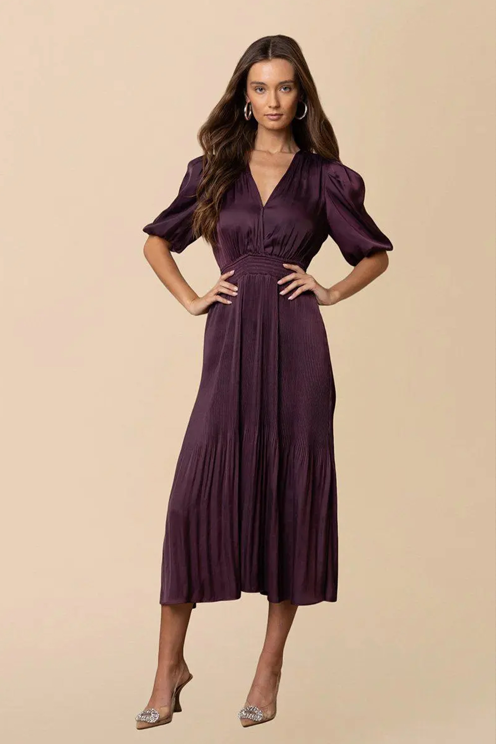 Fleur Solid Dress, Plum - Bilde 3