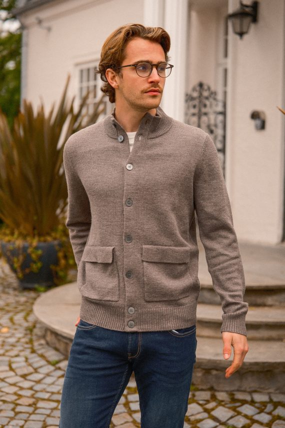 Leo Full Button Cardigan, Brun