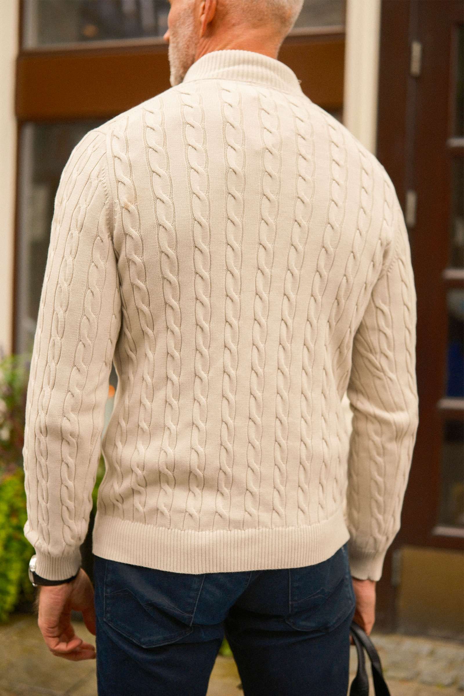 Cable Knit Half-Zip Sweater, Clay Beige - Bilde 13
