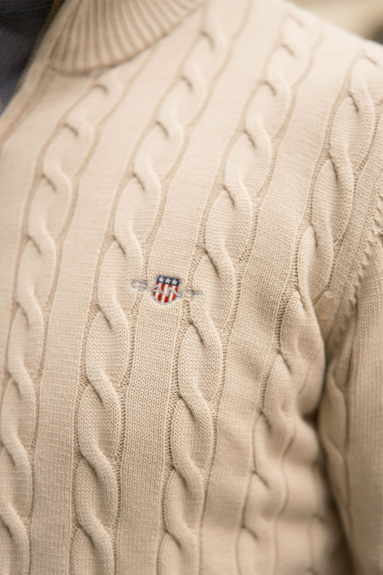 Cable Knit Half-Zip Sweater, Clay Beige - Bilde 7