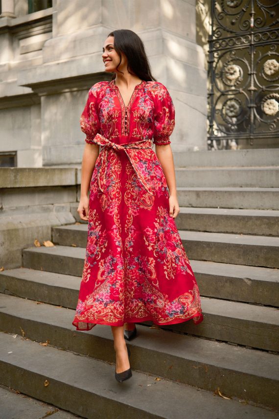 Indy Dress, Rød Mønstret